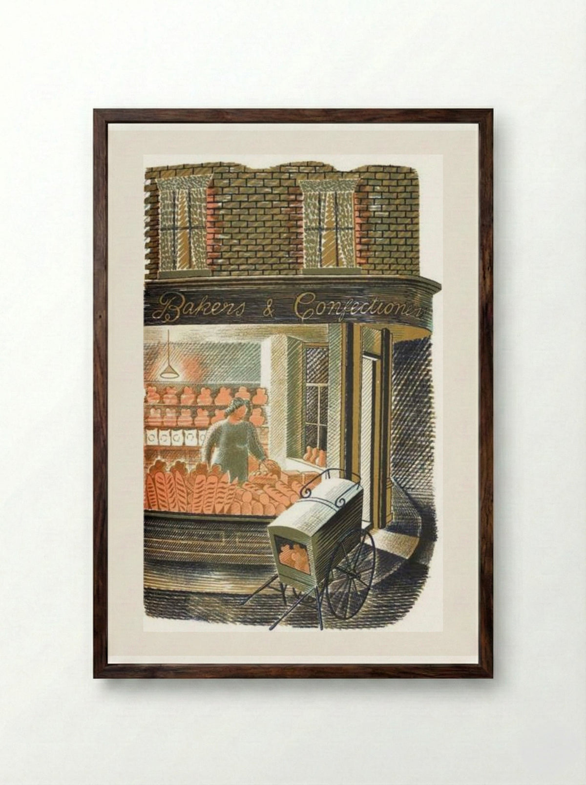High Street: Baker and Confectioner - Eric Ravilious - Framed Print Dark Wood