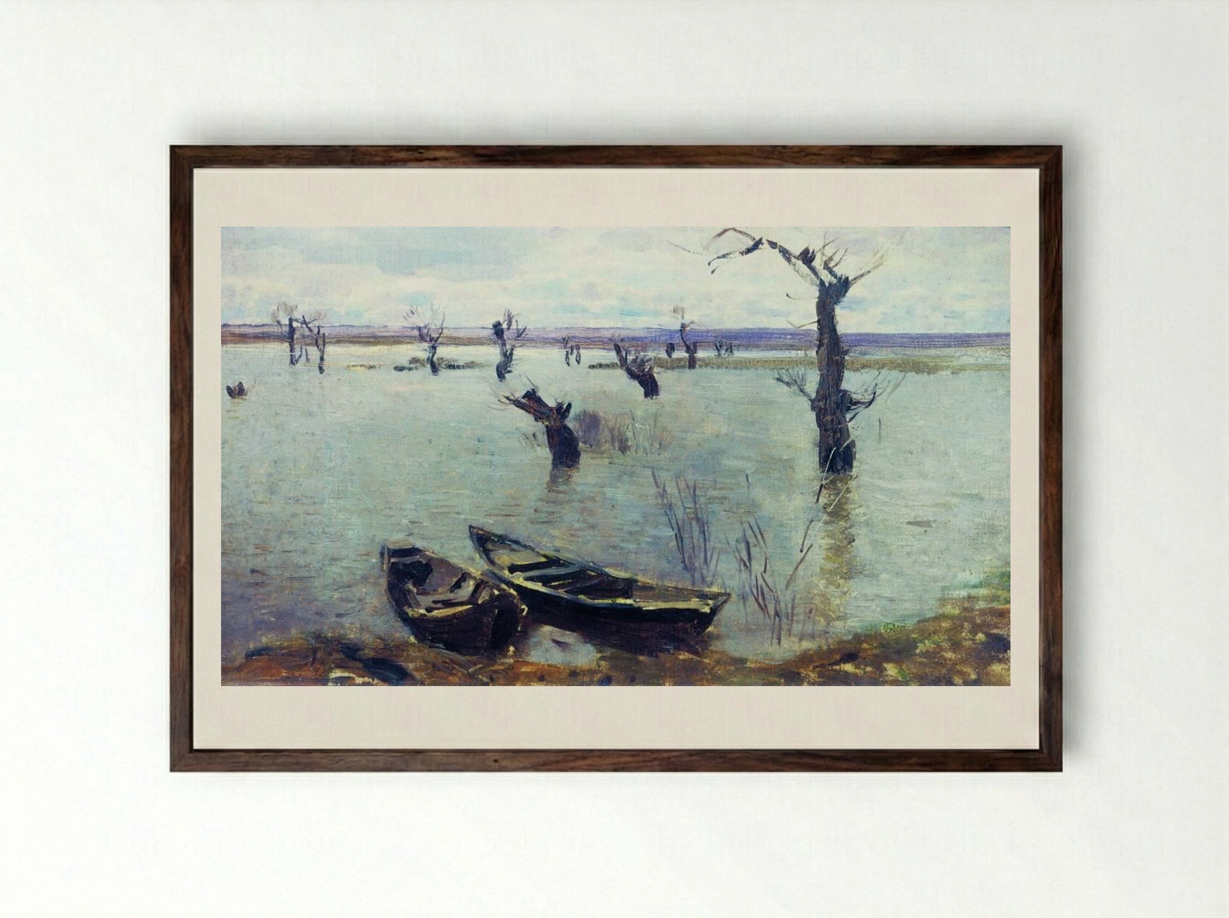 High Waters - Isaac Levitan - Framed Print Dark Wood