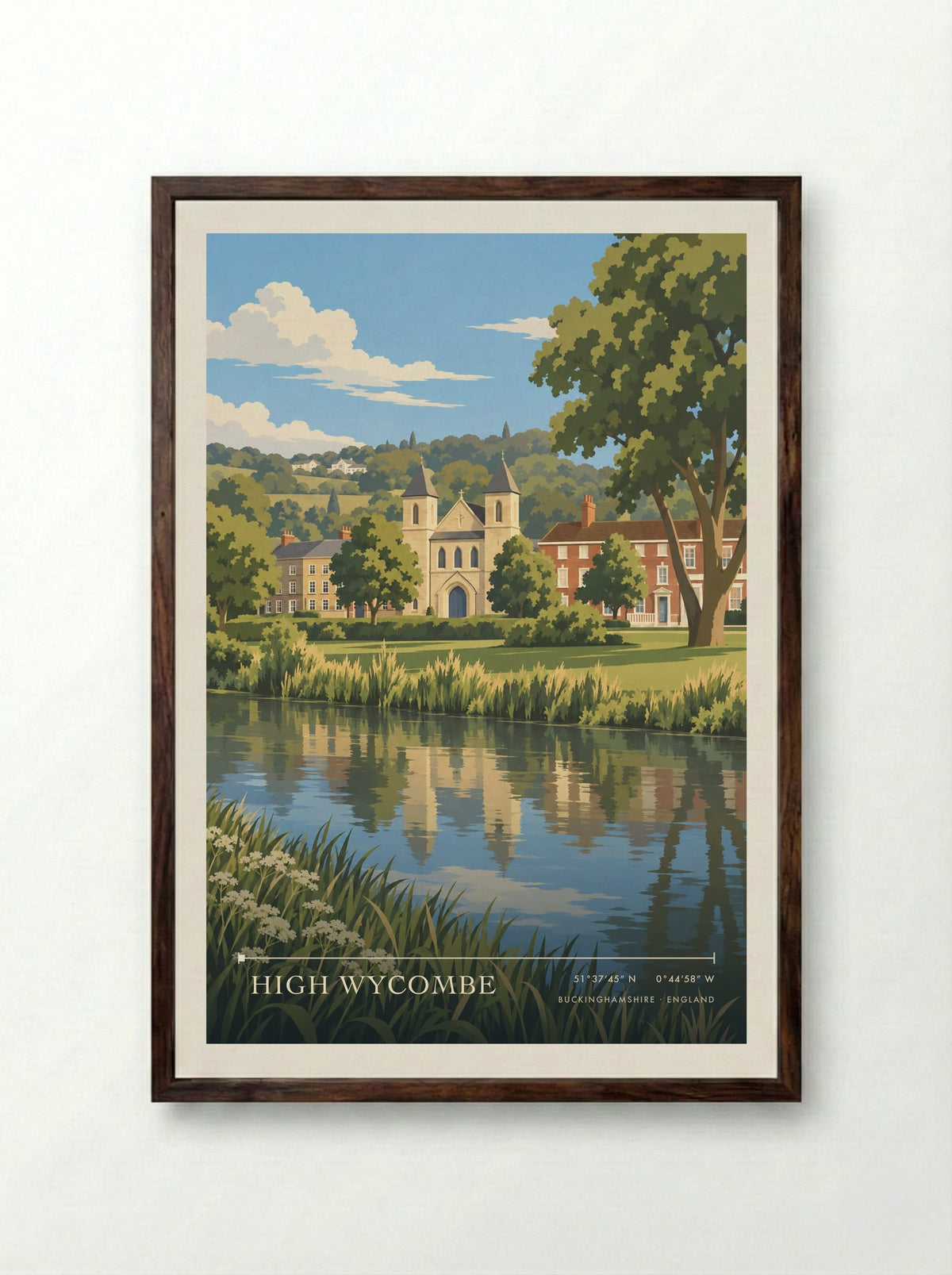 High Wycombe, Buckinghamshire | Travel Poster - Framed Print Dark Wood