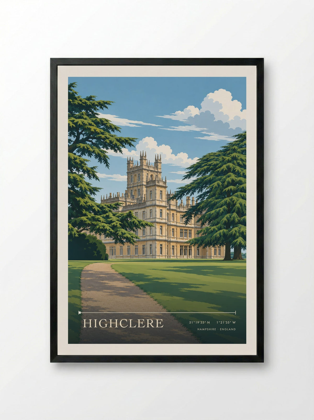 Highclere, Hampshire | Travel Poster - Framed Print Black
