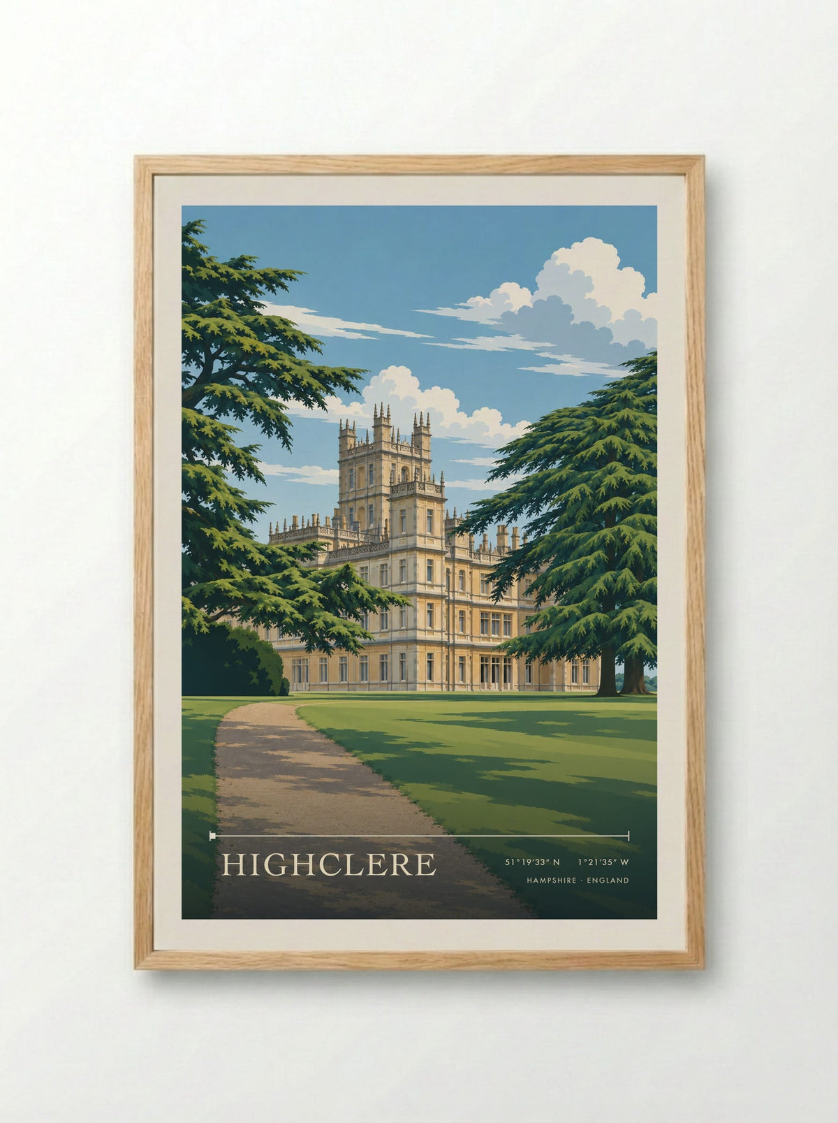 Highclere, Hampshire | Travel Poster - Framed Print Wood