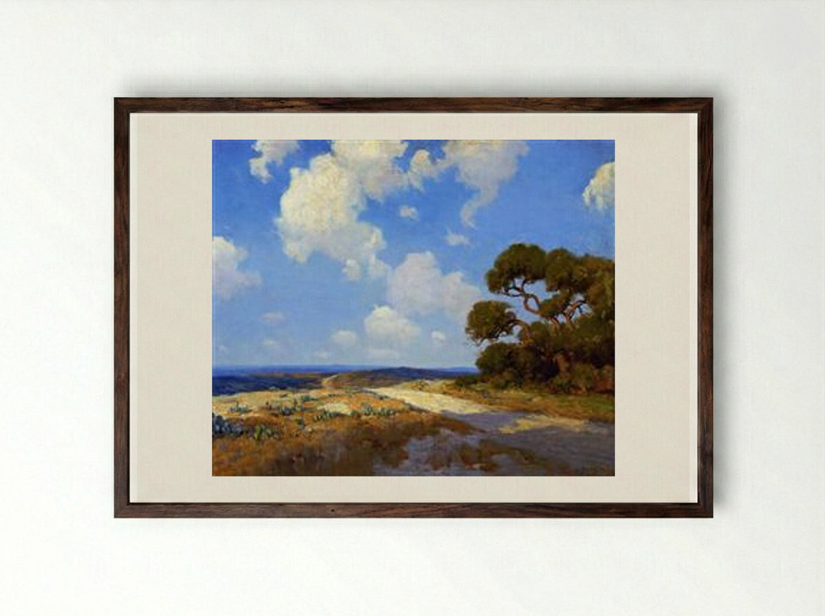 Hill Country Lane - Robert Julian Onderdonk - Framed Print Dark Wood
