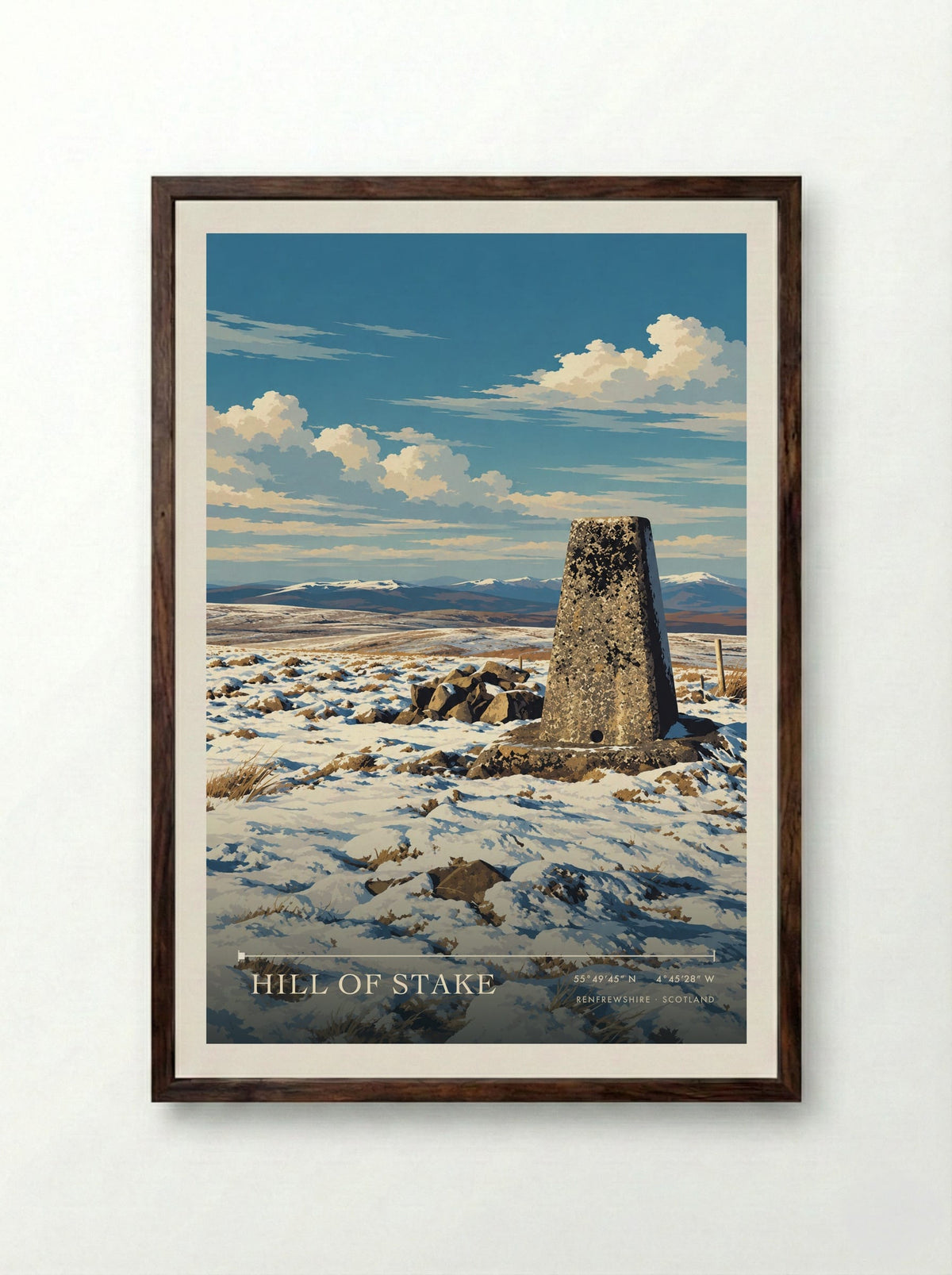 Hill of Stake, Renfrewshire | Travel Poster - Framed Print Dark Wood