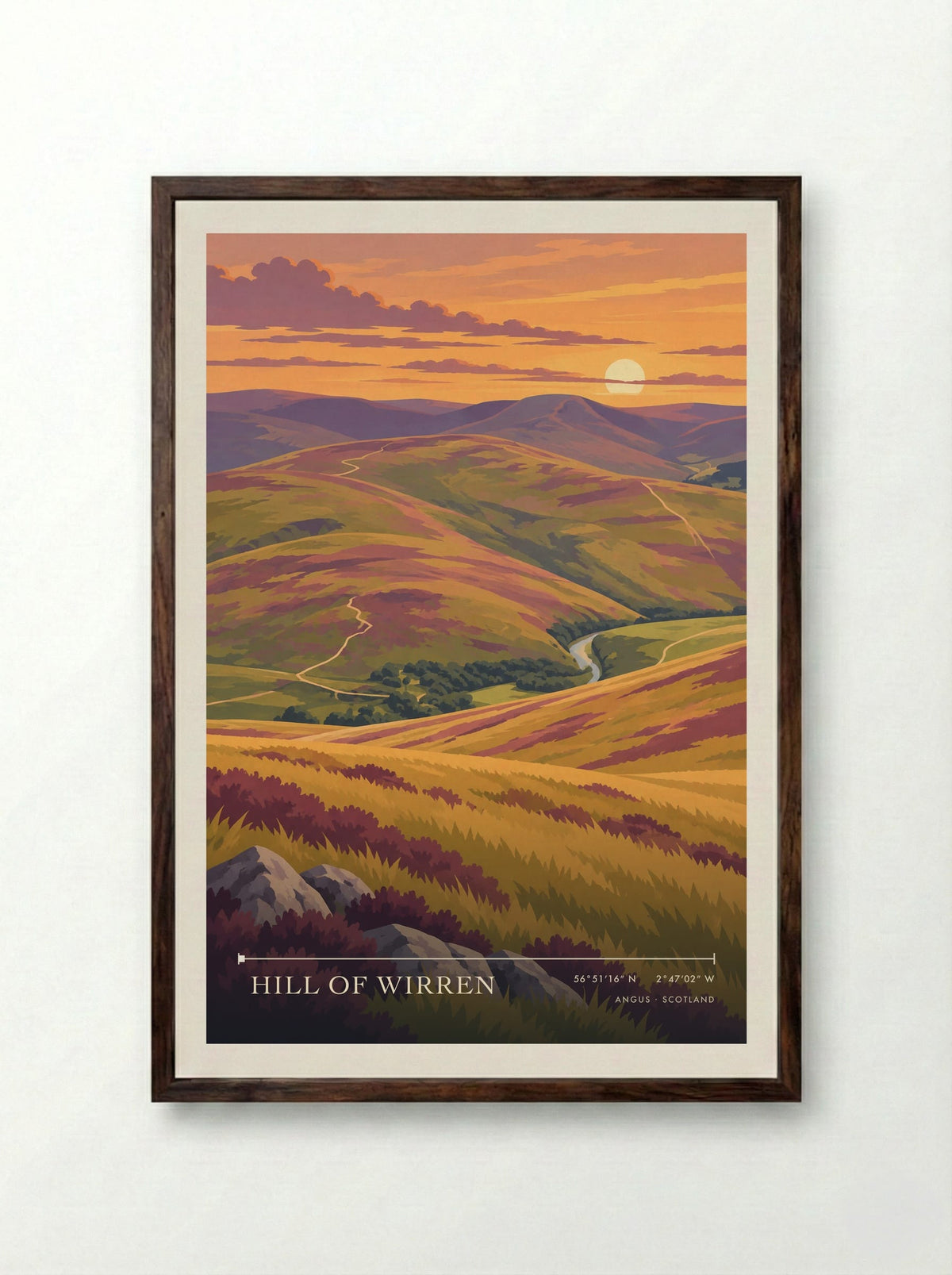 Hill of Wirren, Angus | Travel Poster - Framed Print Dark Wood