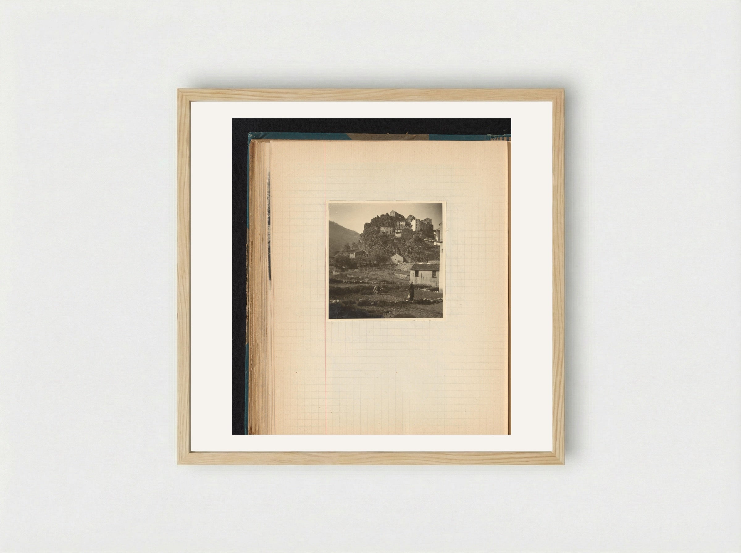Hillside Houses and Agricultural Workers in Corte, Corsica - Théodore van Lelyveld - Framed Print Wood