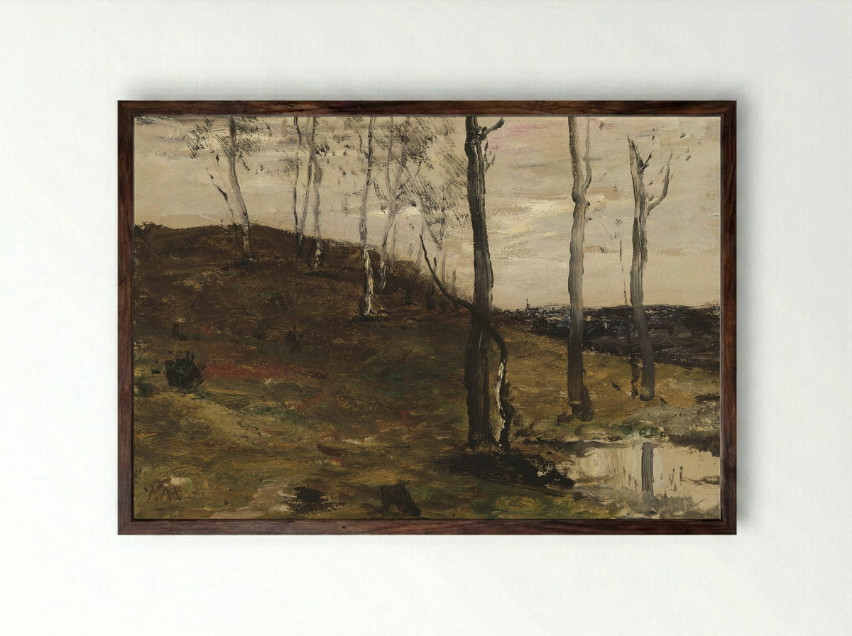 Hillside with Trees - William Morris Hunt - Framed Print Dark Wood