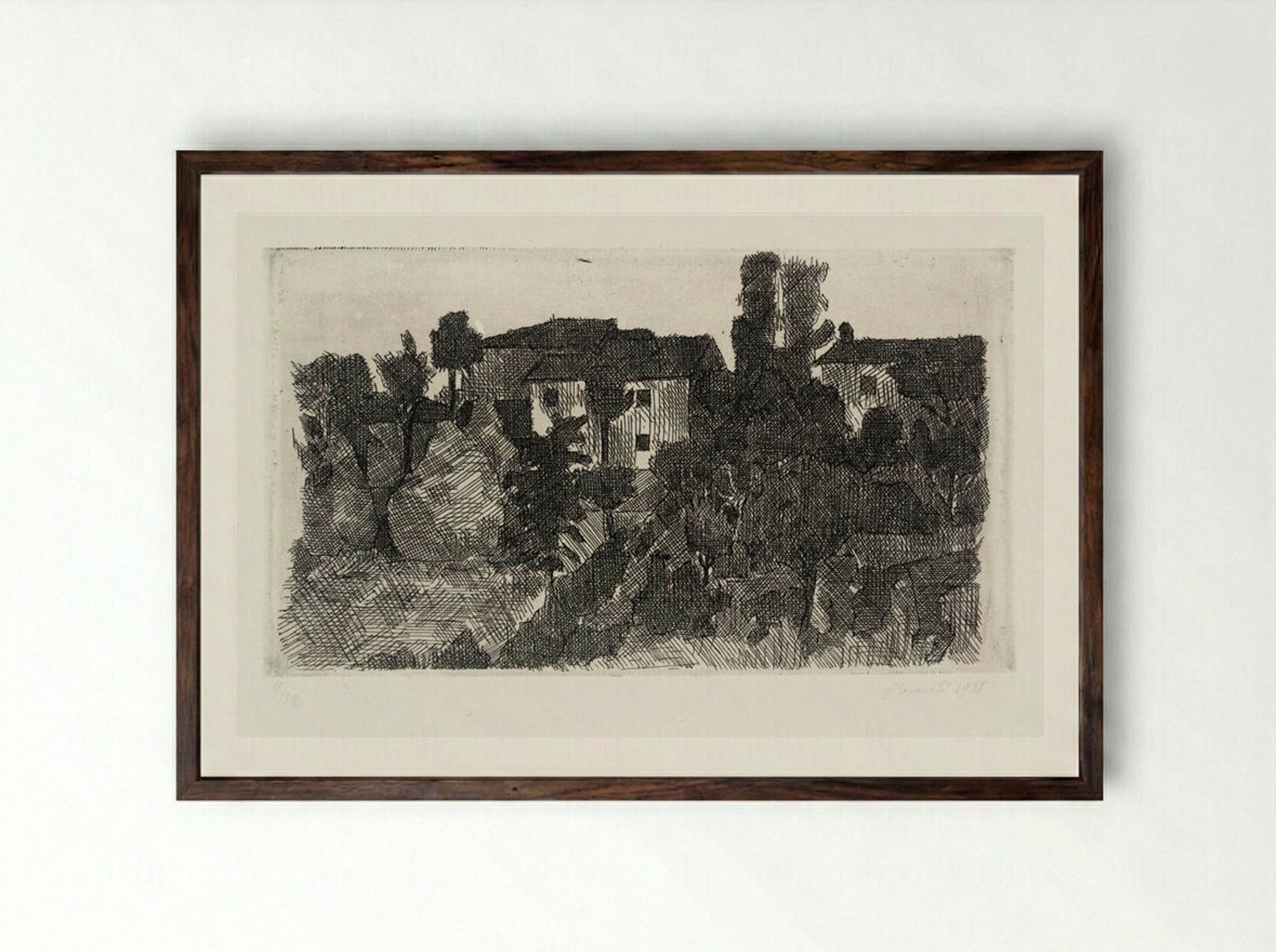 Hilltop at Evening - Giorgio Morandi - Framed Print Dark Wood
