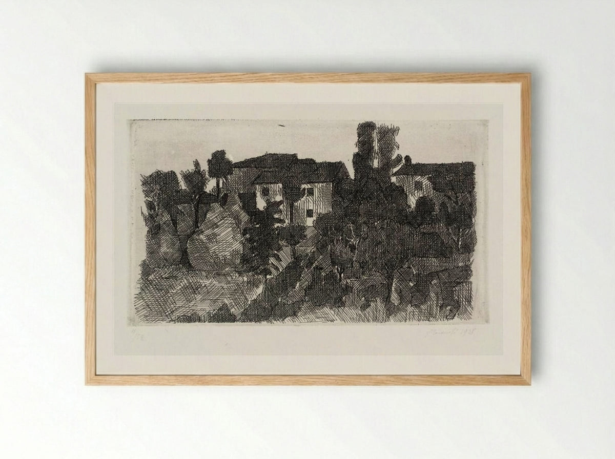 Hilltop at Evening - Giorgio Morandi - Framed Print Wood