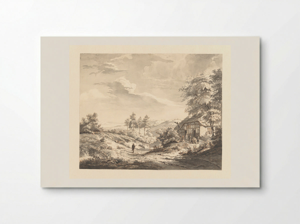 Hilly Landscape with Figures at an Inn - H. Brandt - Poster