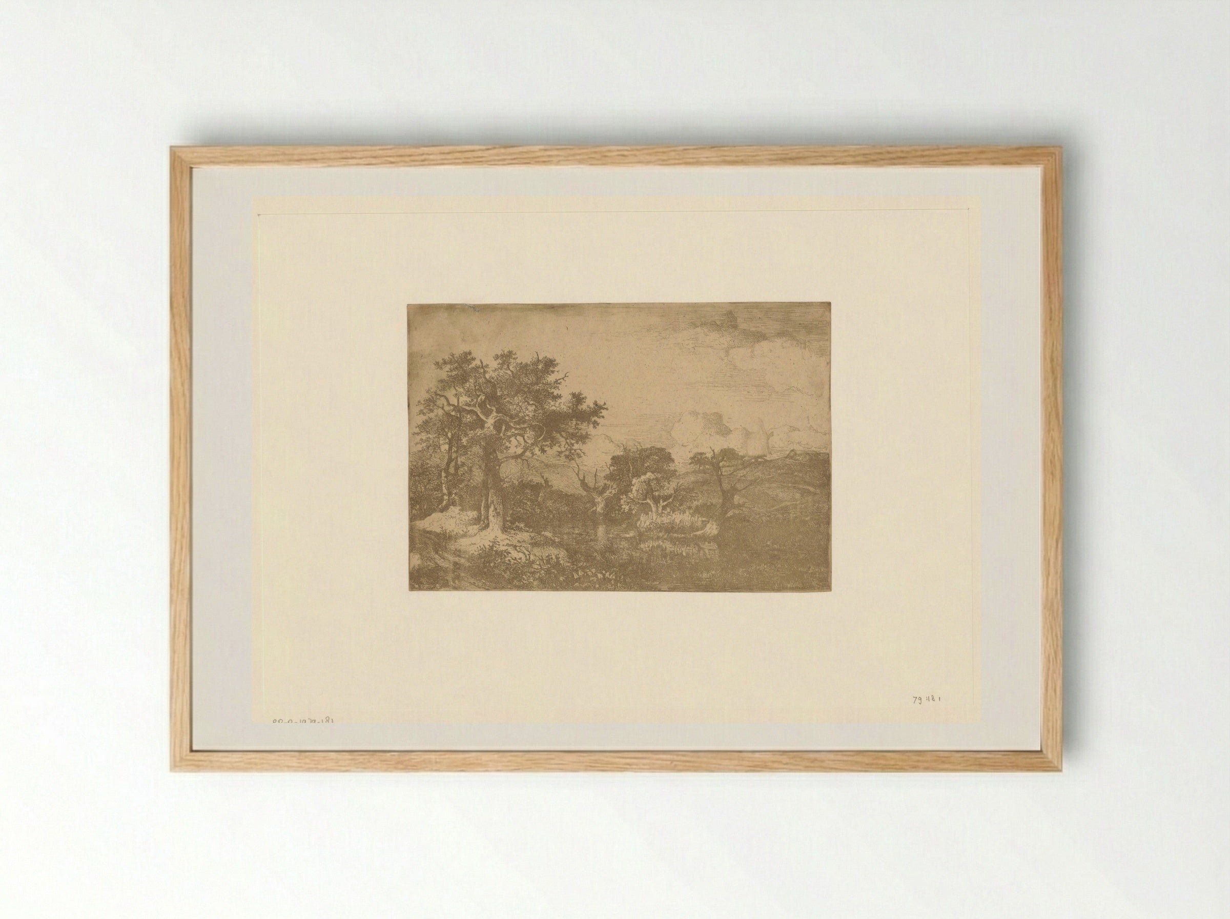 Hilly Landscape with Trees and a Windmill near Deopham - John Crome - Framed Print Wood