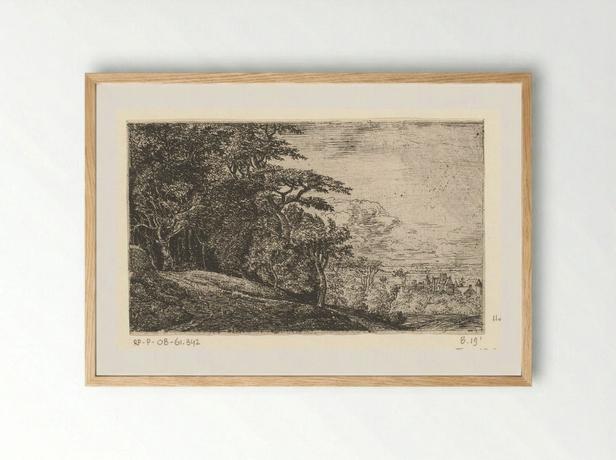 Hilly Landscape with Trees - Jan Ruyscher - Framed Print Wood