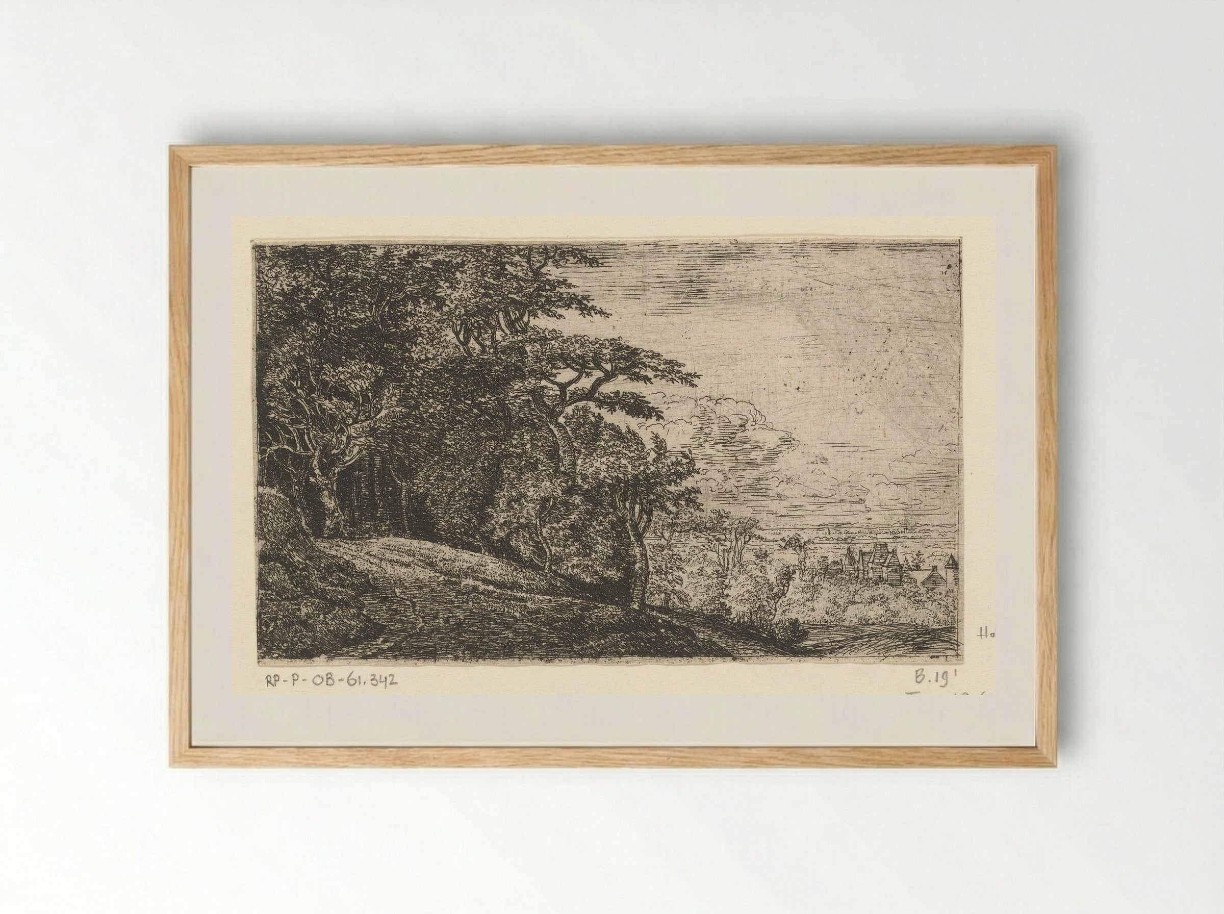 Hilly Landscape with Trees - Jan Ruyscher - Framed Print Wood