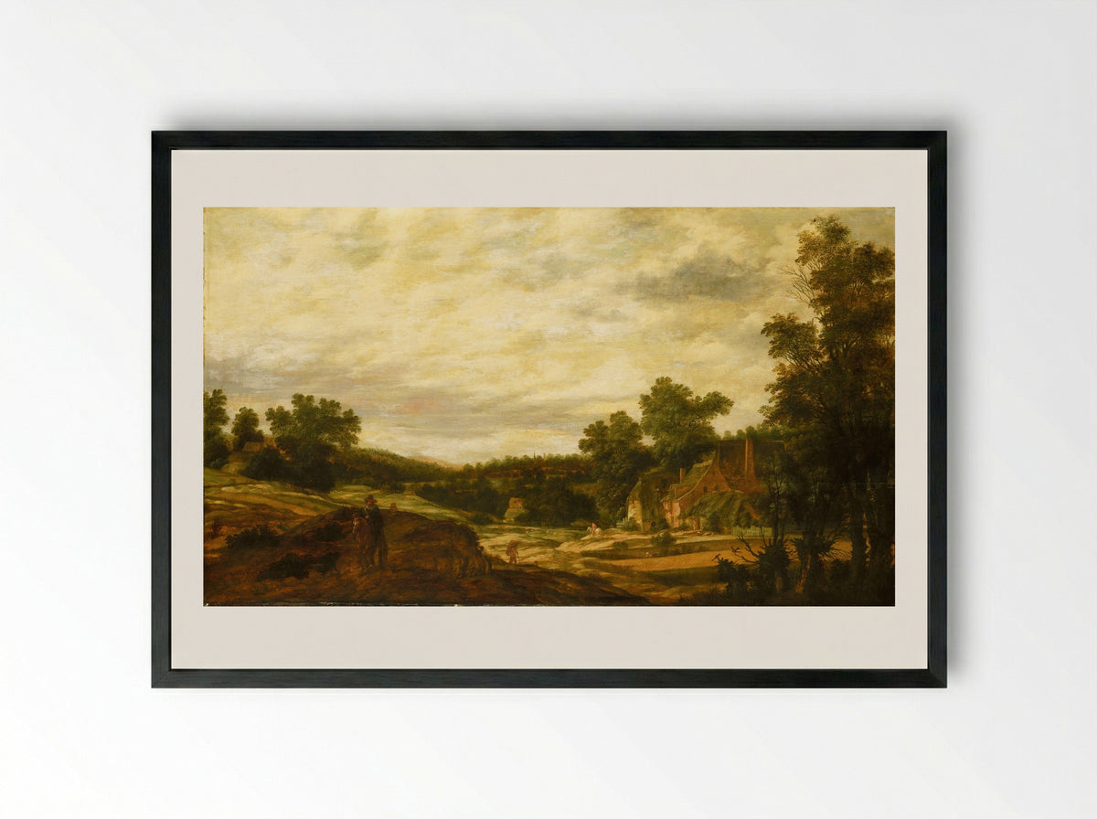 Hilly Landscape - Pieter Stalpaert - Framed Print Black