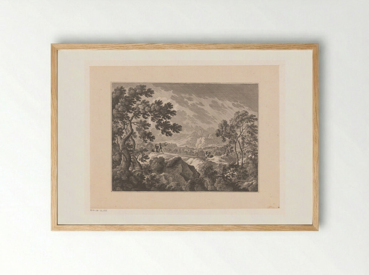 Hilly Terrain in a Storm - Nicolas Perelle - Framed Print Wood