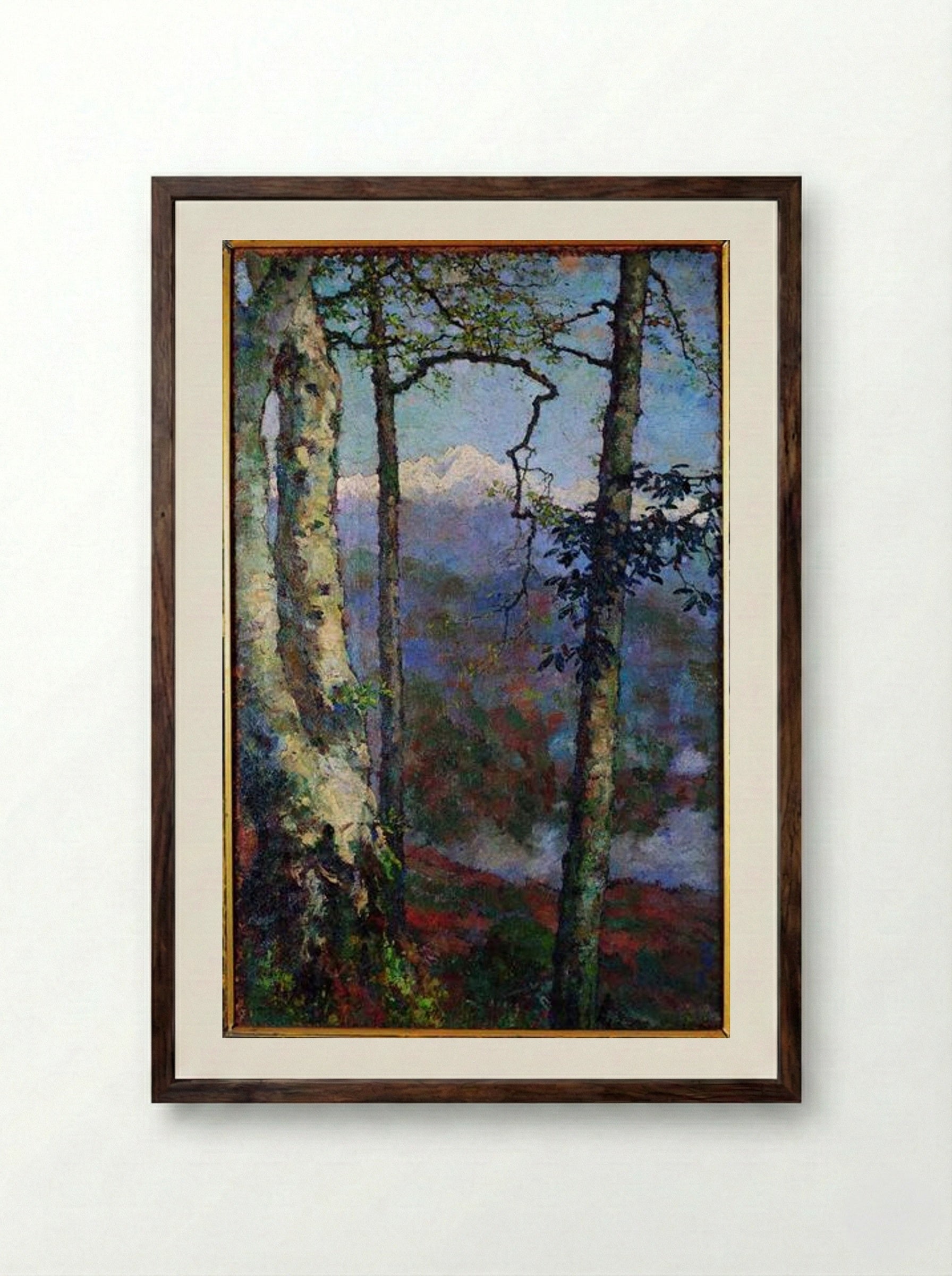 Himalayan Scene - Xu Beihong - Framed Print Dark Wood