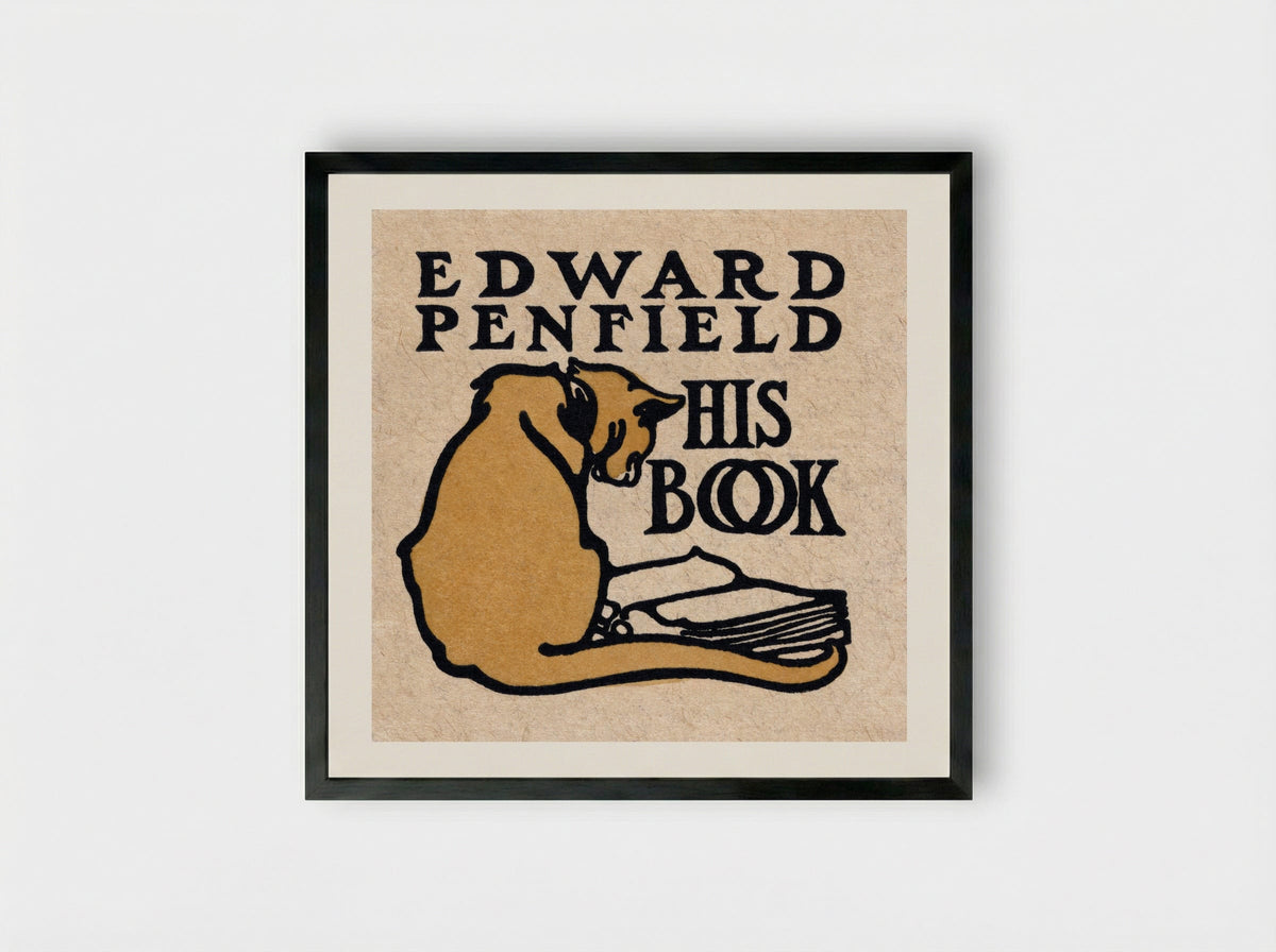 His Book - Edward Penfield - Framed Print Black