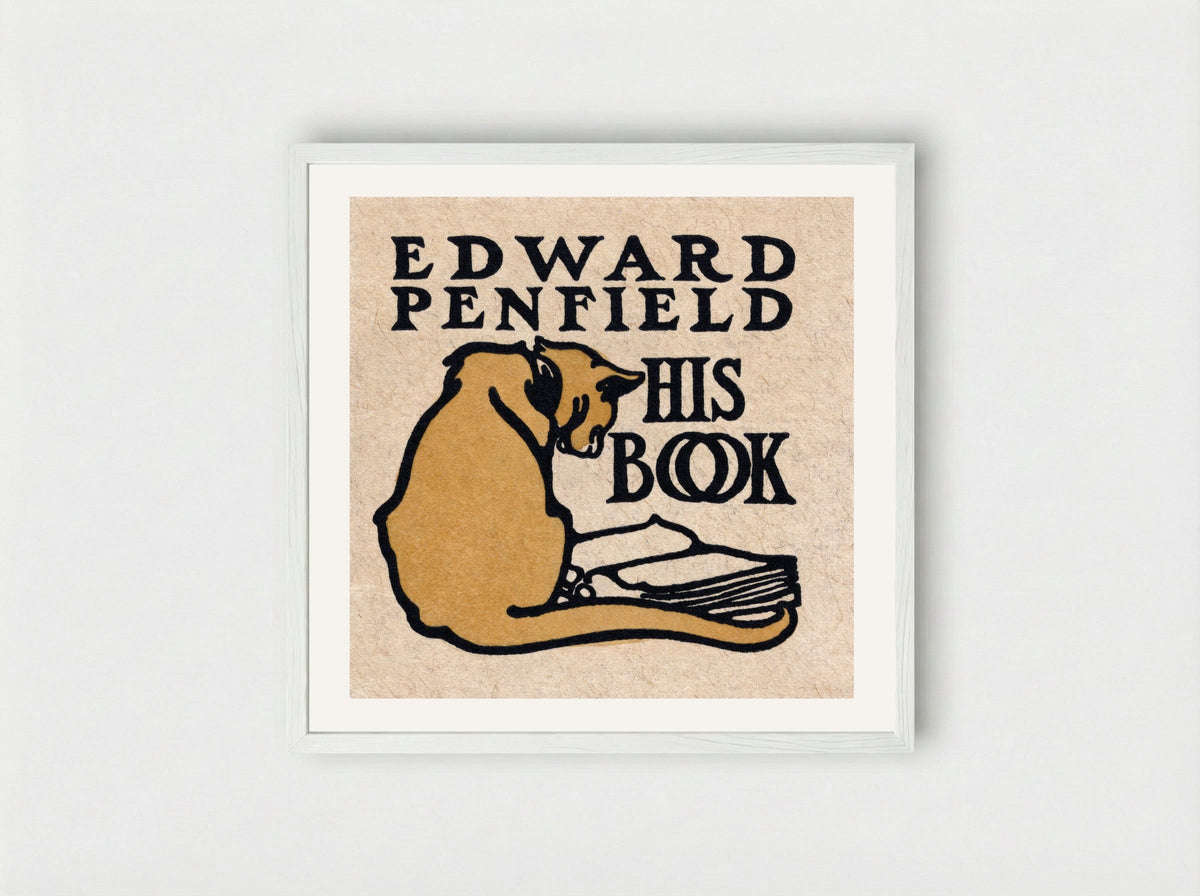 His Book - Edward Penfield - Framed Print White