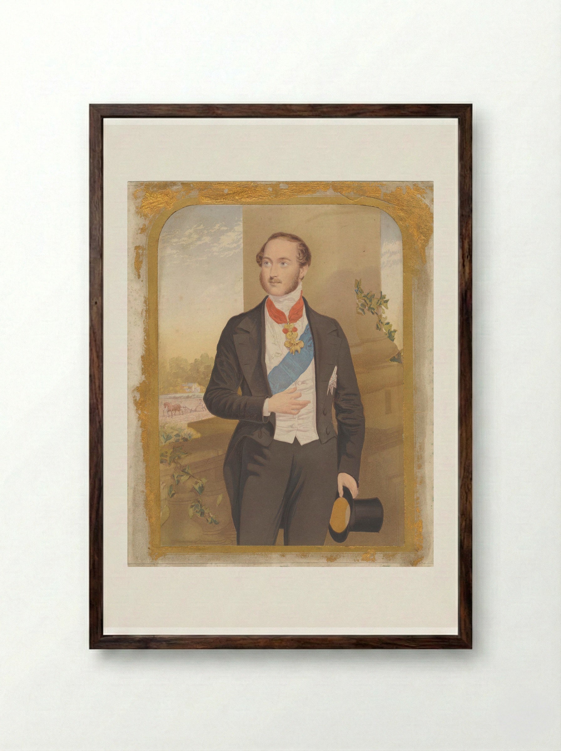 His Royal Highness Prince Albert - George Baxter - Framed Print Dark Wood