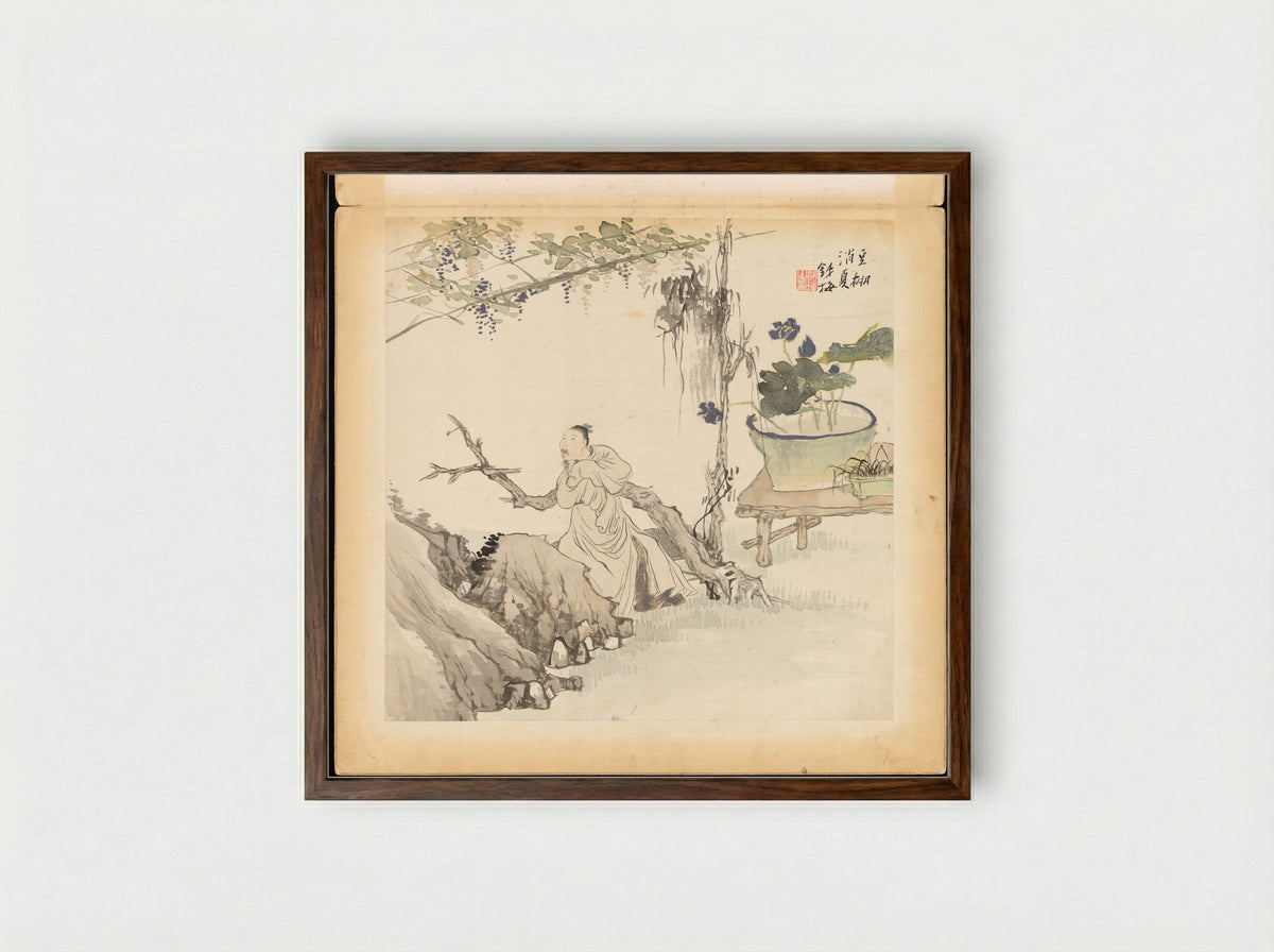 Historical and Legendary Figures - Hu Zhang - Framed Print Dark Wood