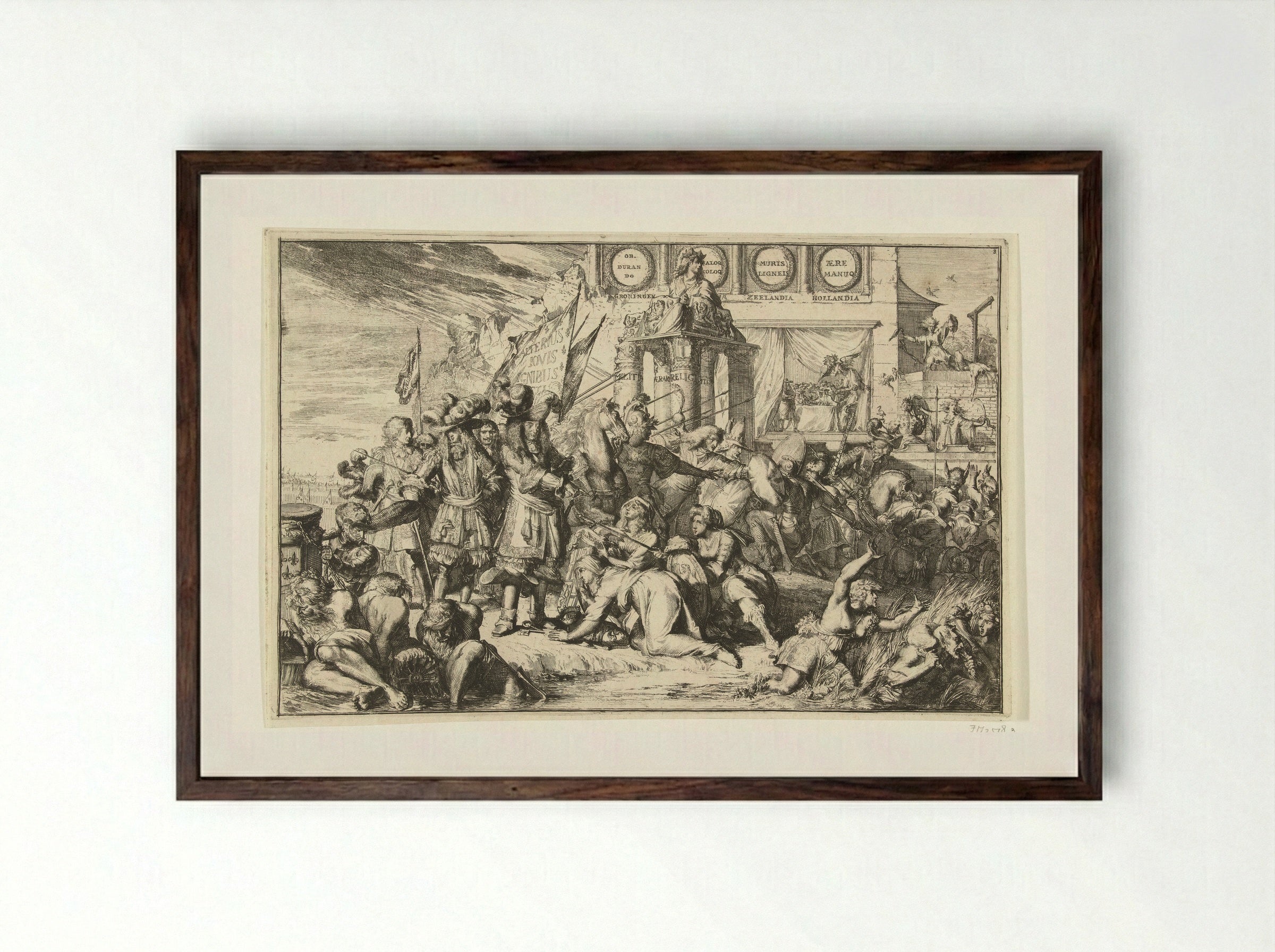 Historie van een rijksbediende in Perzië; Tijd bij de Mexicanen - Romeyn de Hooghe - Framed Print Dark Wood