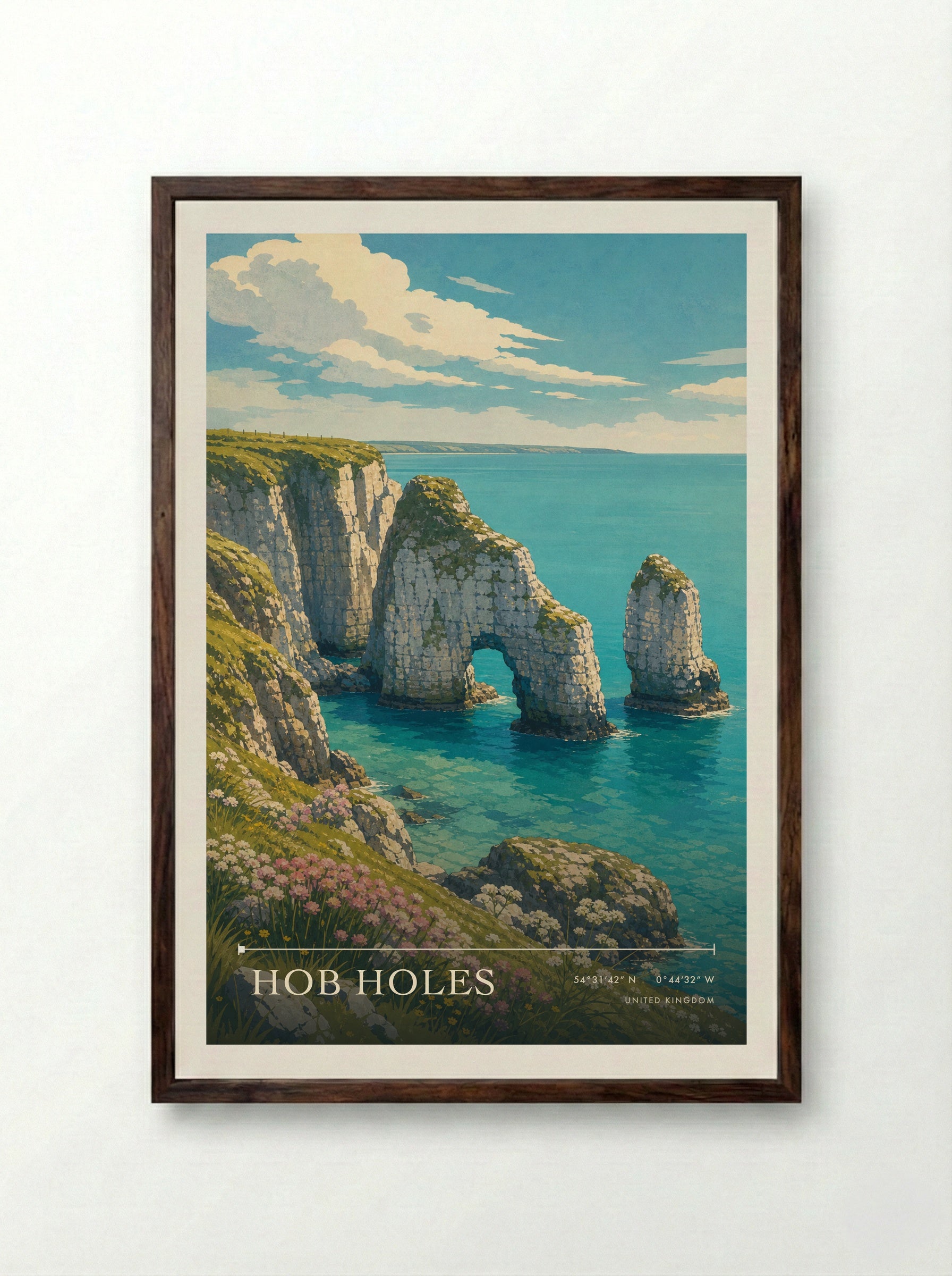 Hob Holes United Kingdom Travel Poster - Framed Print Dark Wood