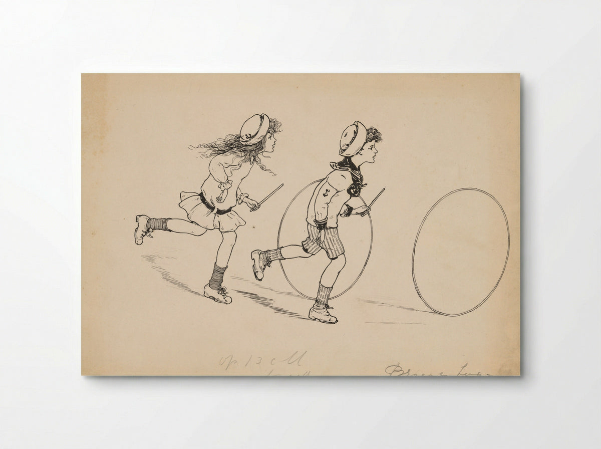 Hoepelende broer en zus - Nelly Spoor - Poster