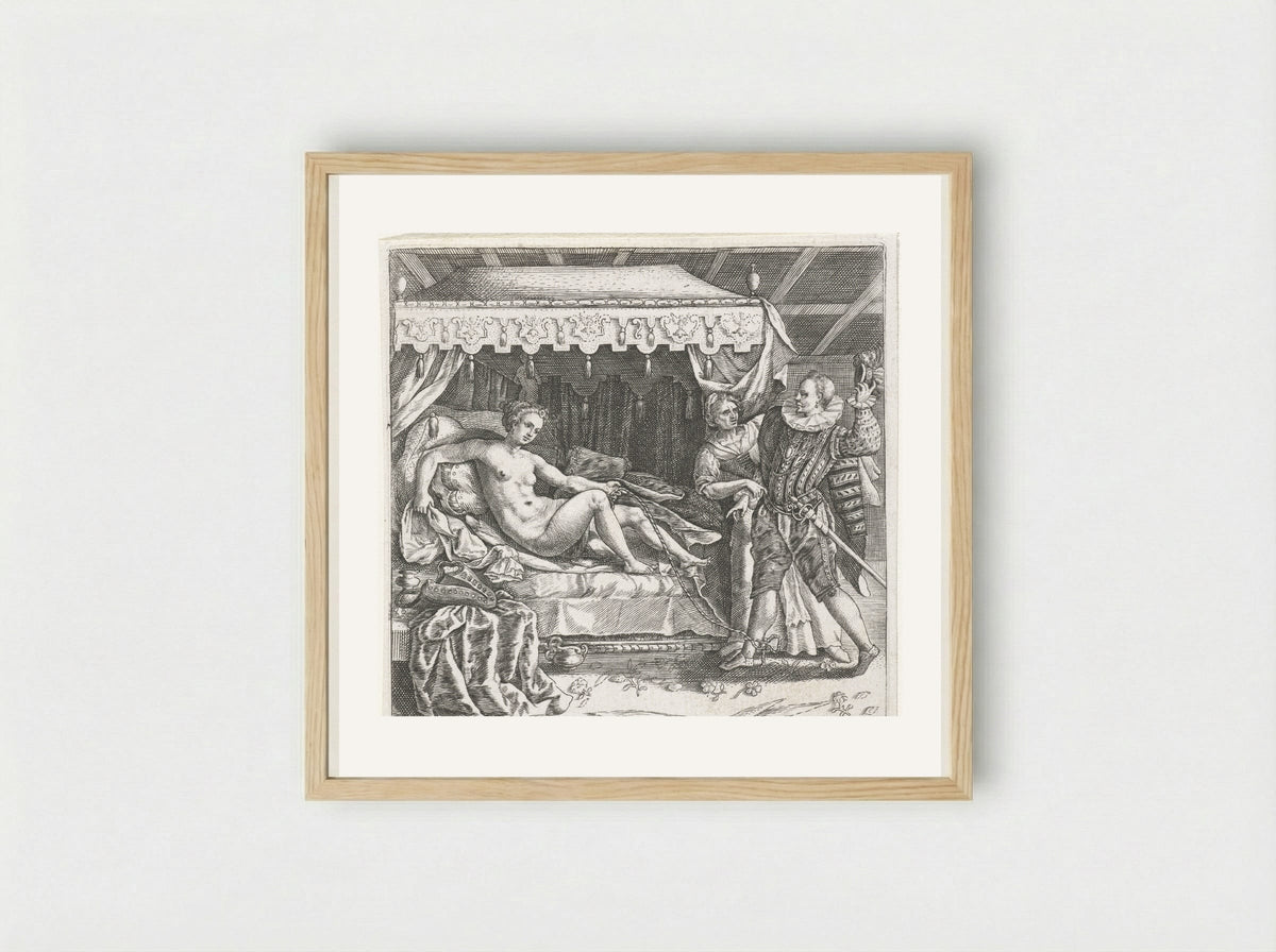 Hoer verleidt man - Johann Theodor de Bry - Framed Print Wood