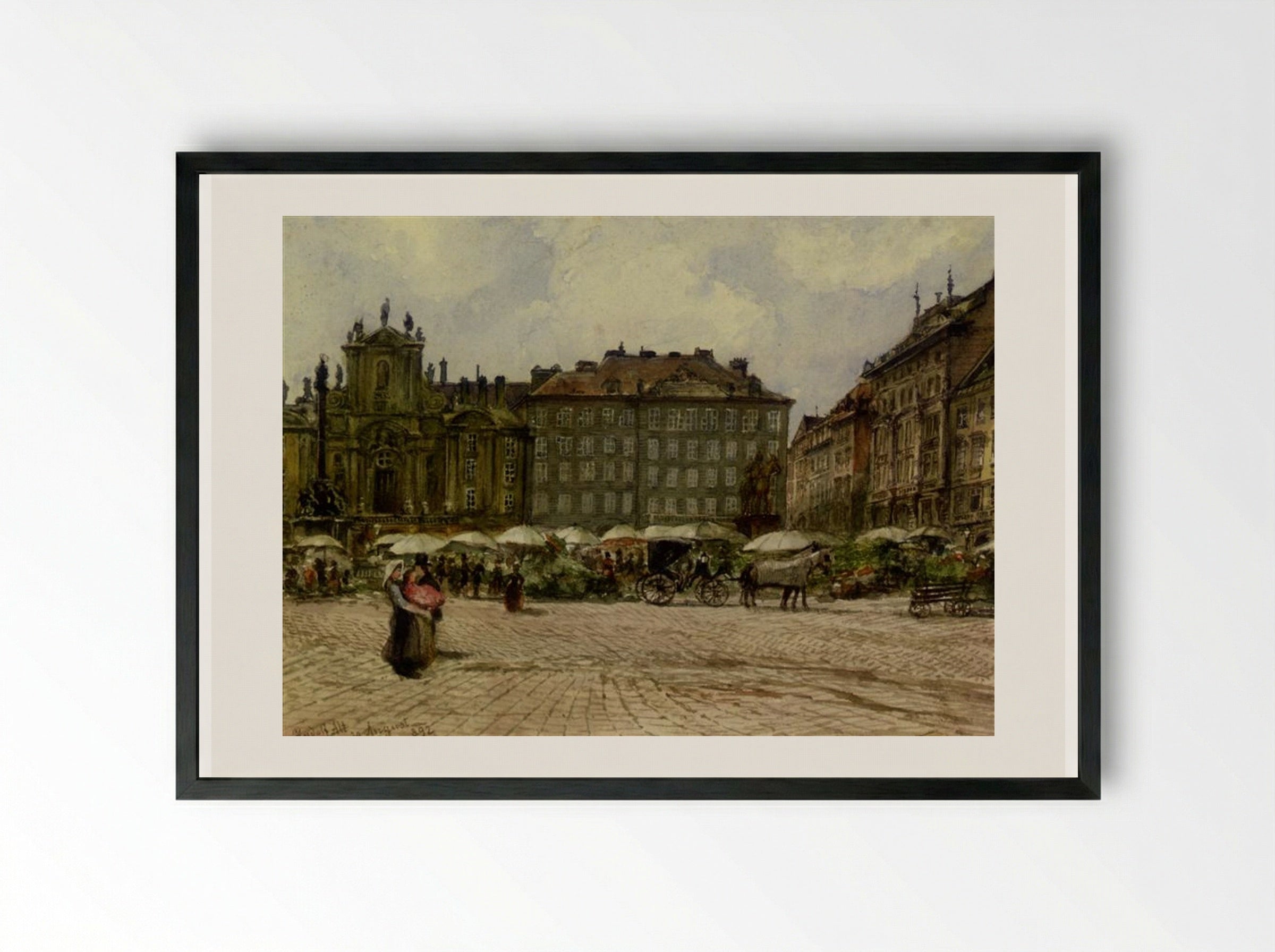 Hof Church in Vienna - Rudolf von Alt - Framed Print Black
