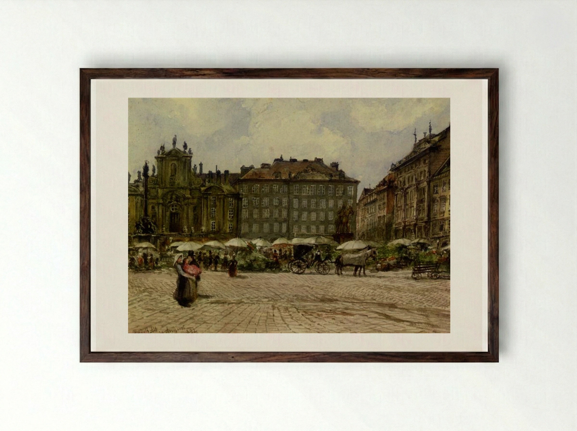 Hof Church in Vienna - Rudolf von Alt - Framed Print Dark Wood