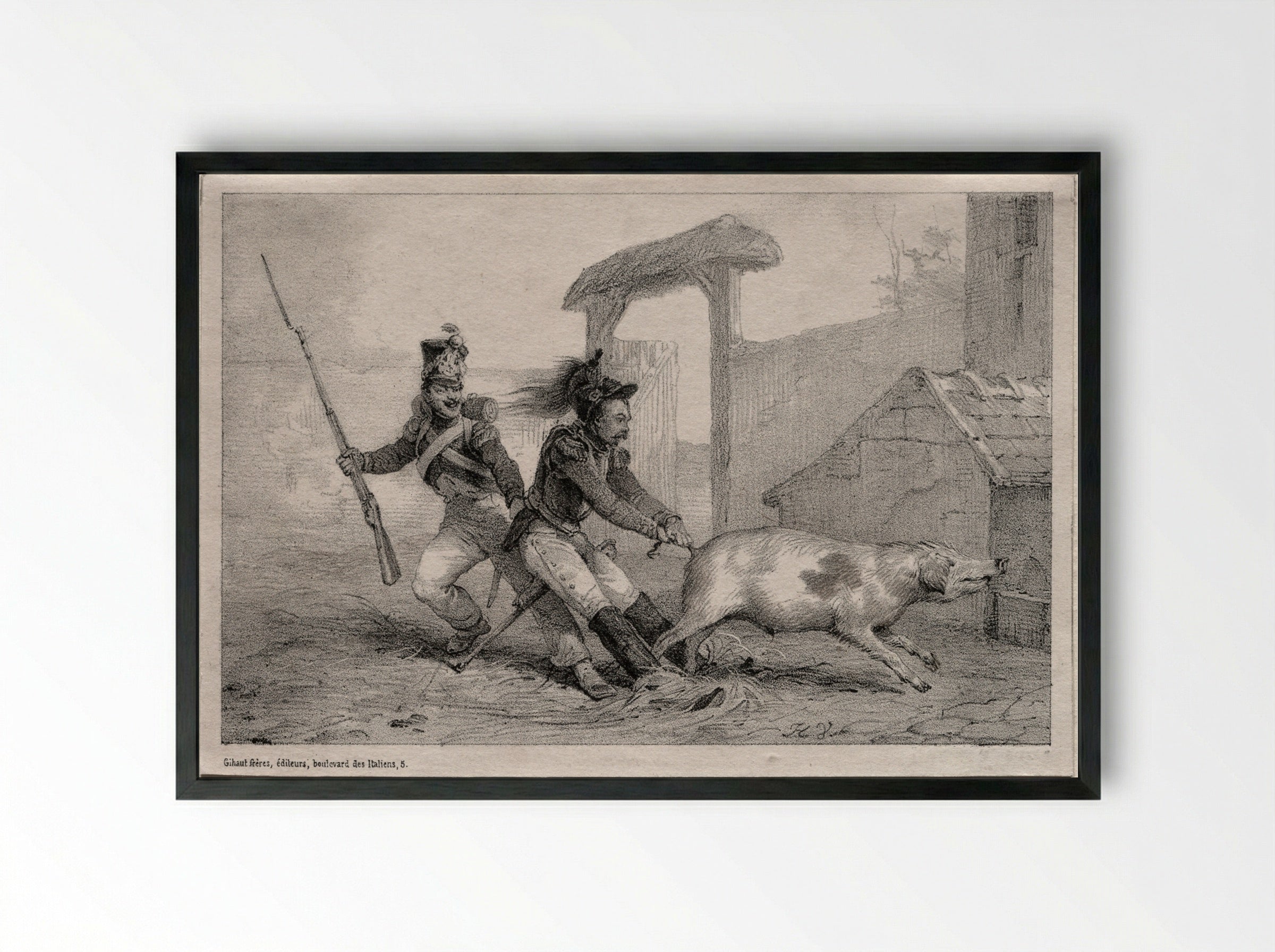 Hold Fast!, or the Marauders - Horace Vernet - Framed Print Black
