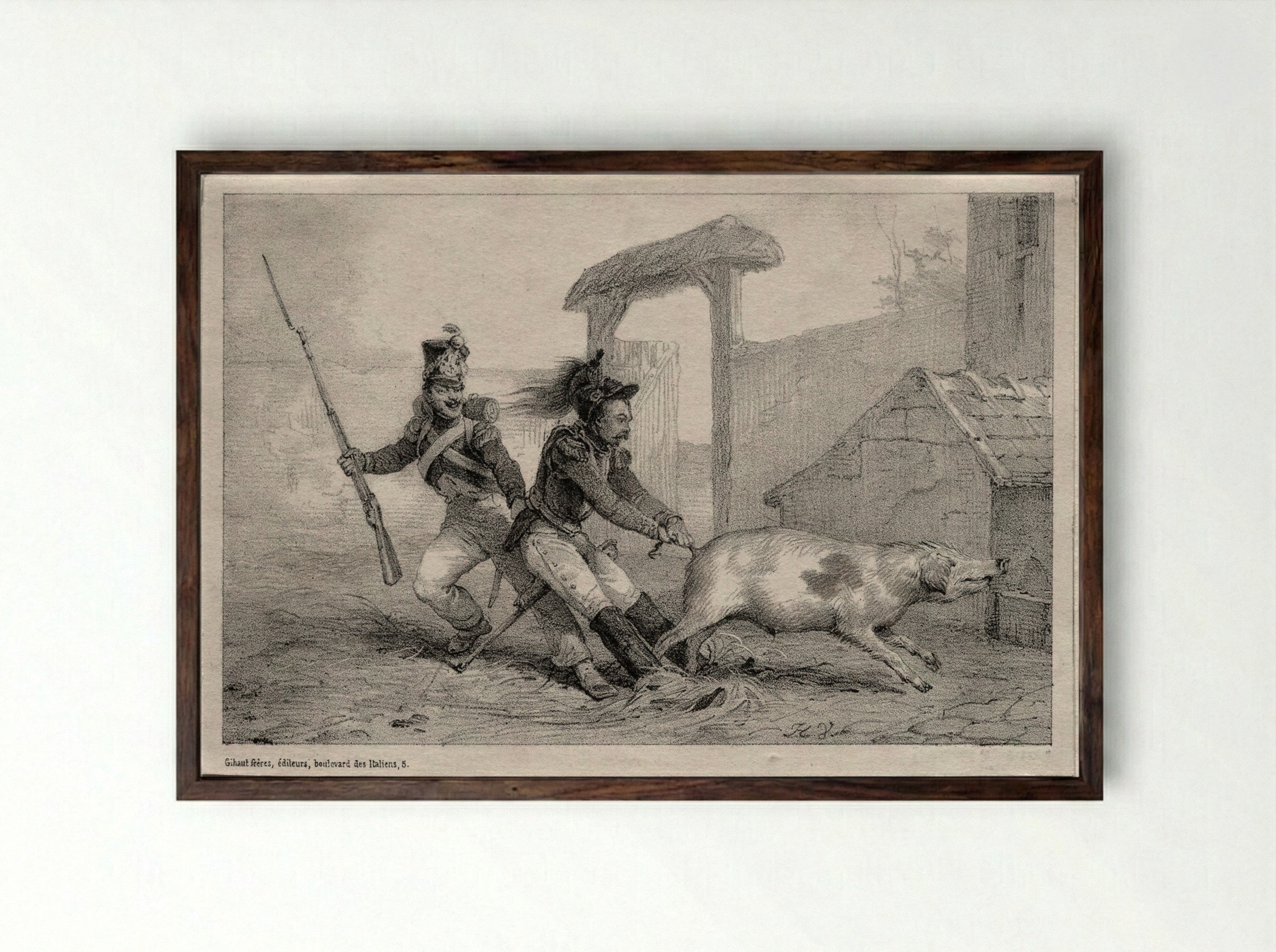 Hold Fast!, or the Marauders - Horace Vernet - Framed Print Dark Wood