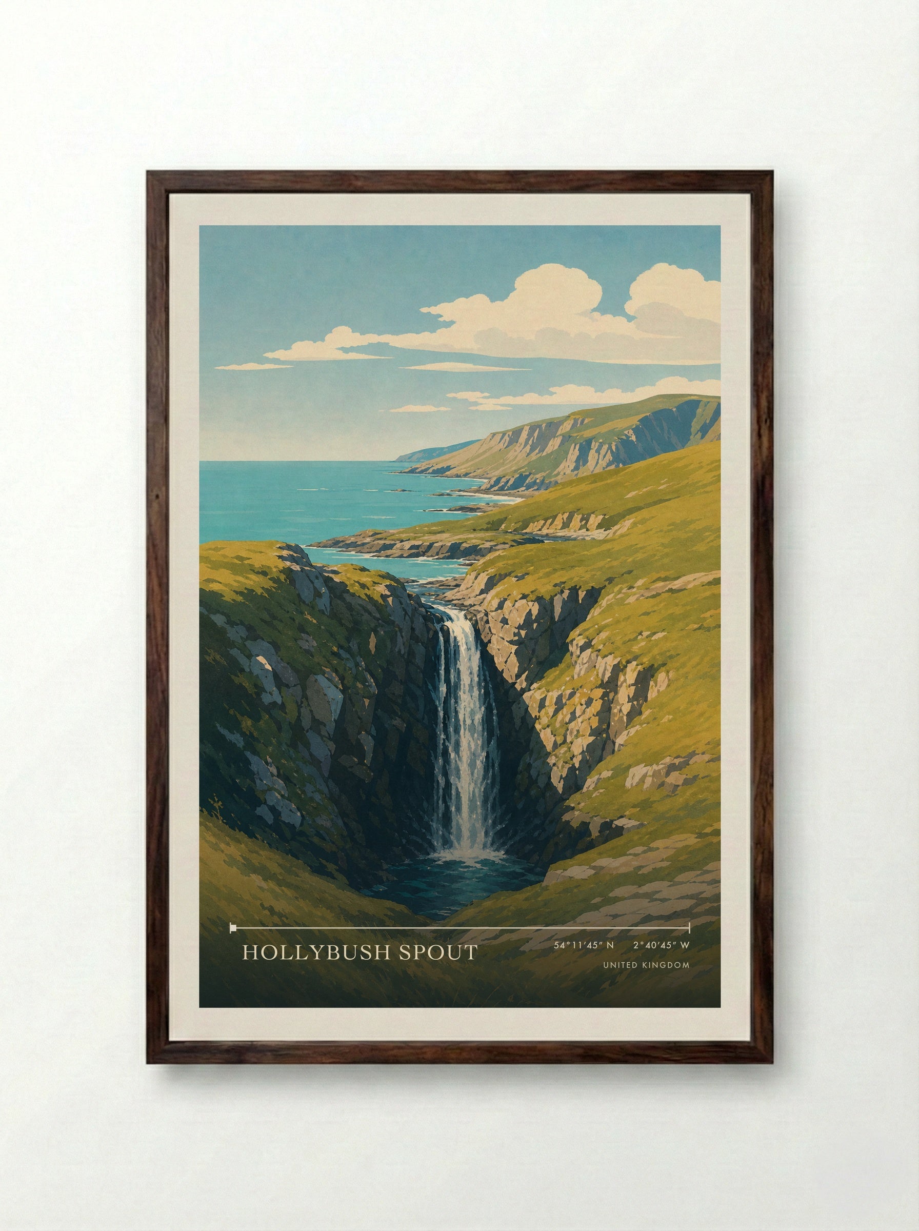 Hollybush Spout United Kingdom Travel Poster - Framed Print Dark Wood