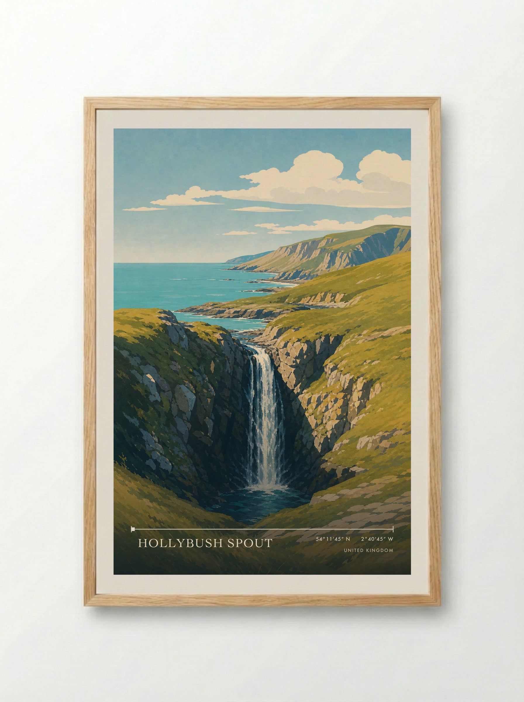 Hollybush Spout United Kingdom Travel Poster - Framed Print Wood