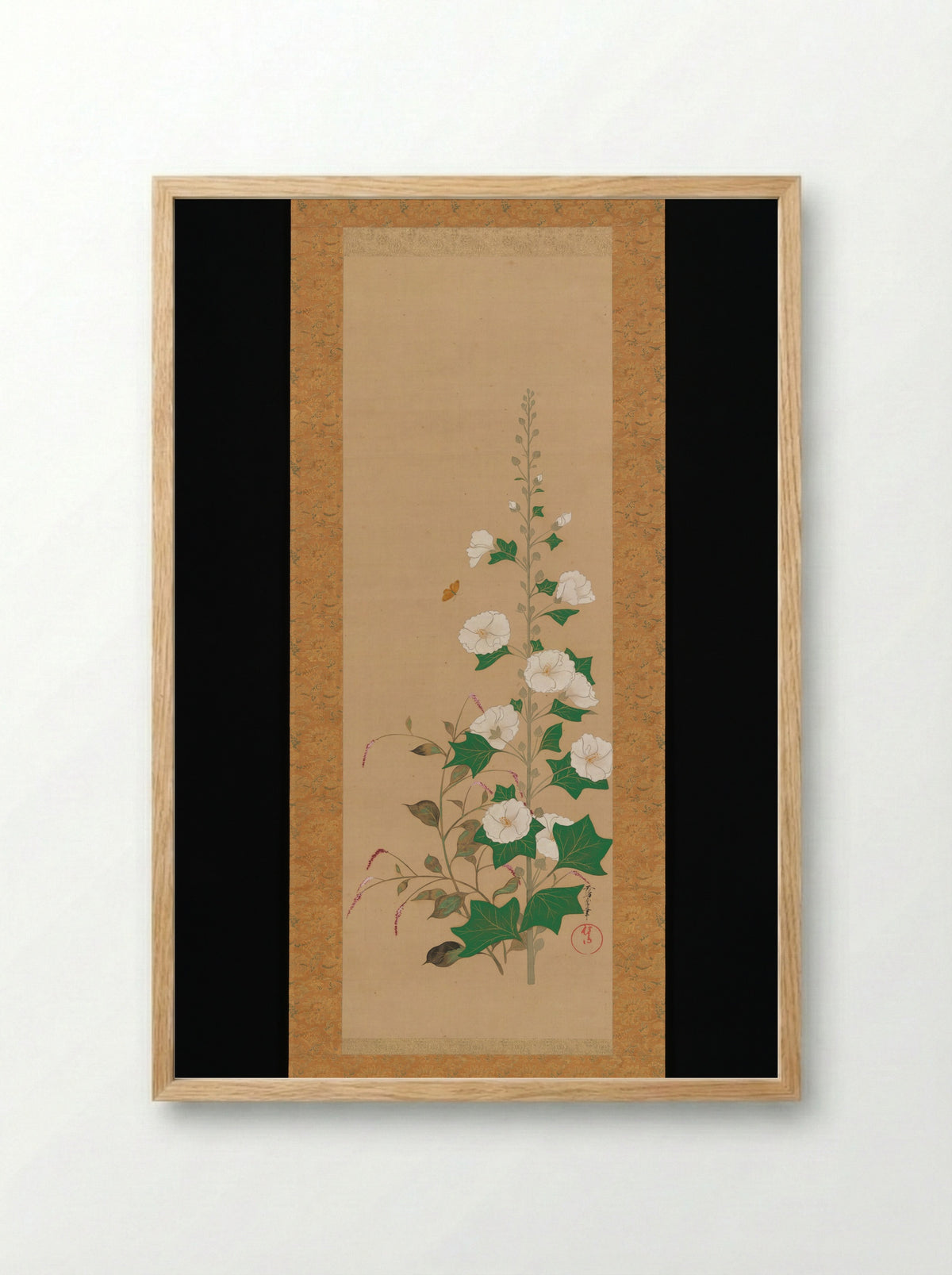 Hollyhocks and Prince’s-Feather Flowers - Sakai Ōho - Framed Print Wood