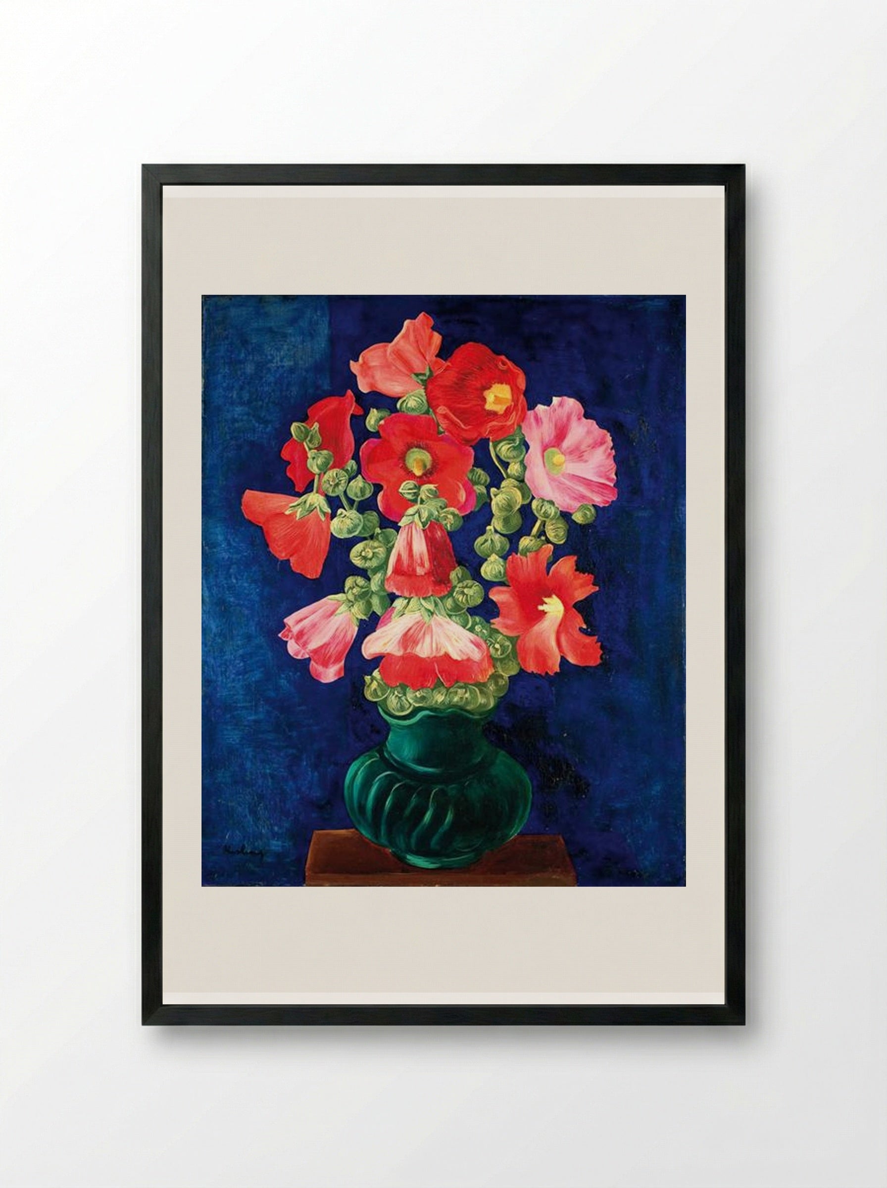 Hollyhocks - Moïse Kisling - Framed Print Black