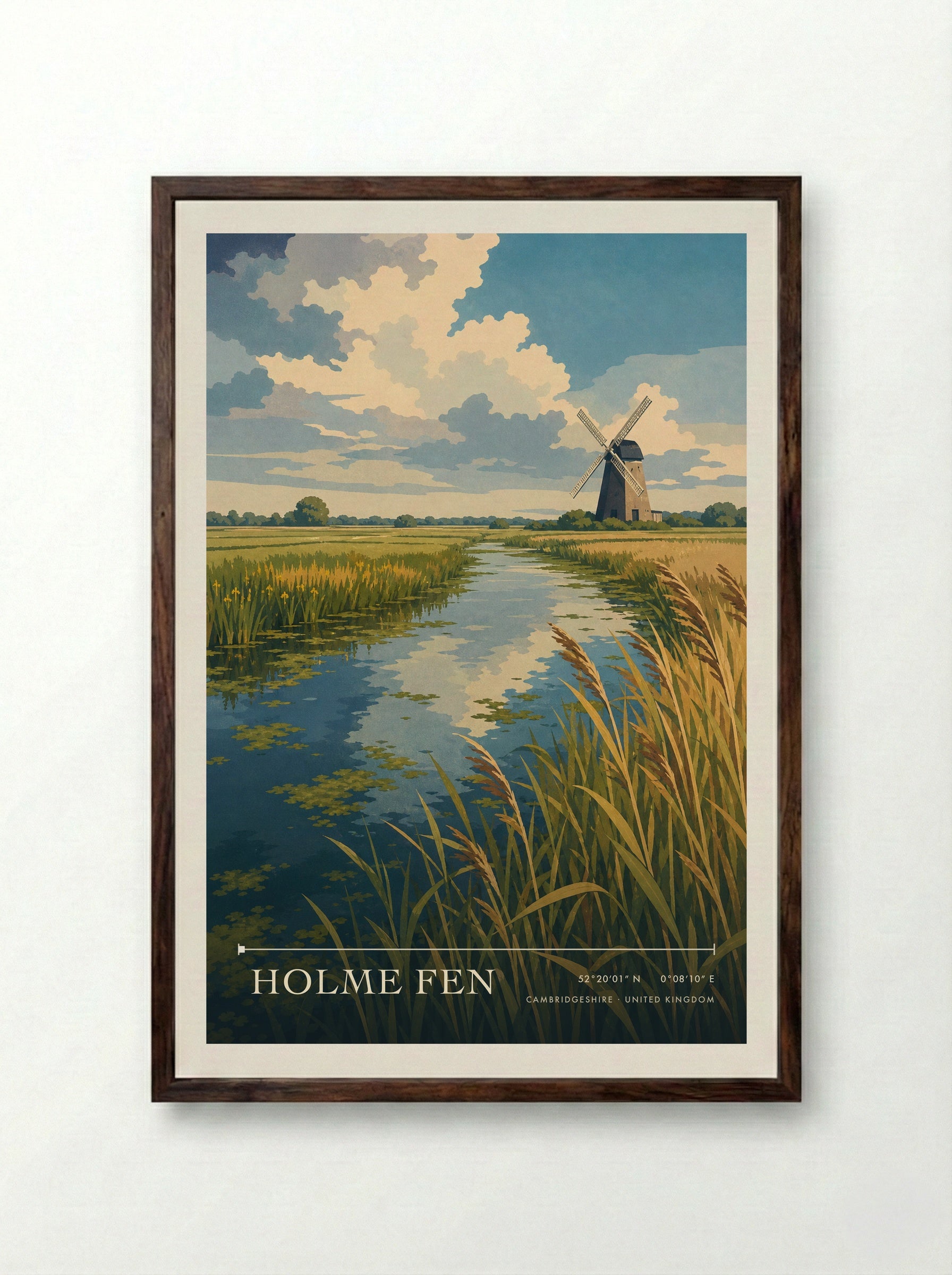 Holme Fen Cambridgeshire United Kingdom Travel Poster - Framed Print Dark Wood