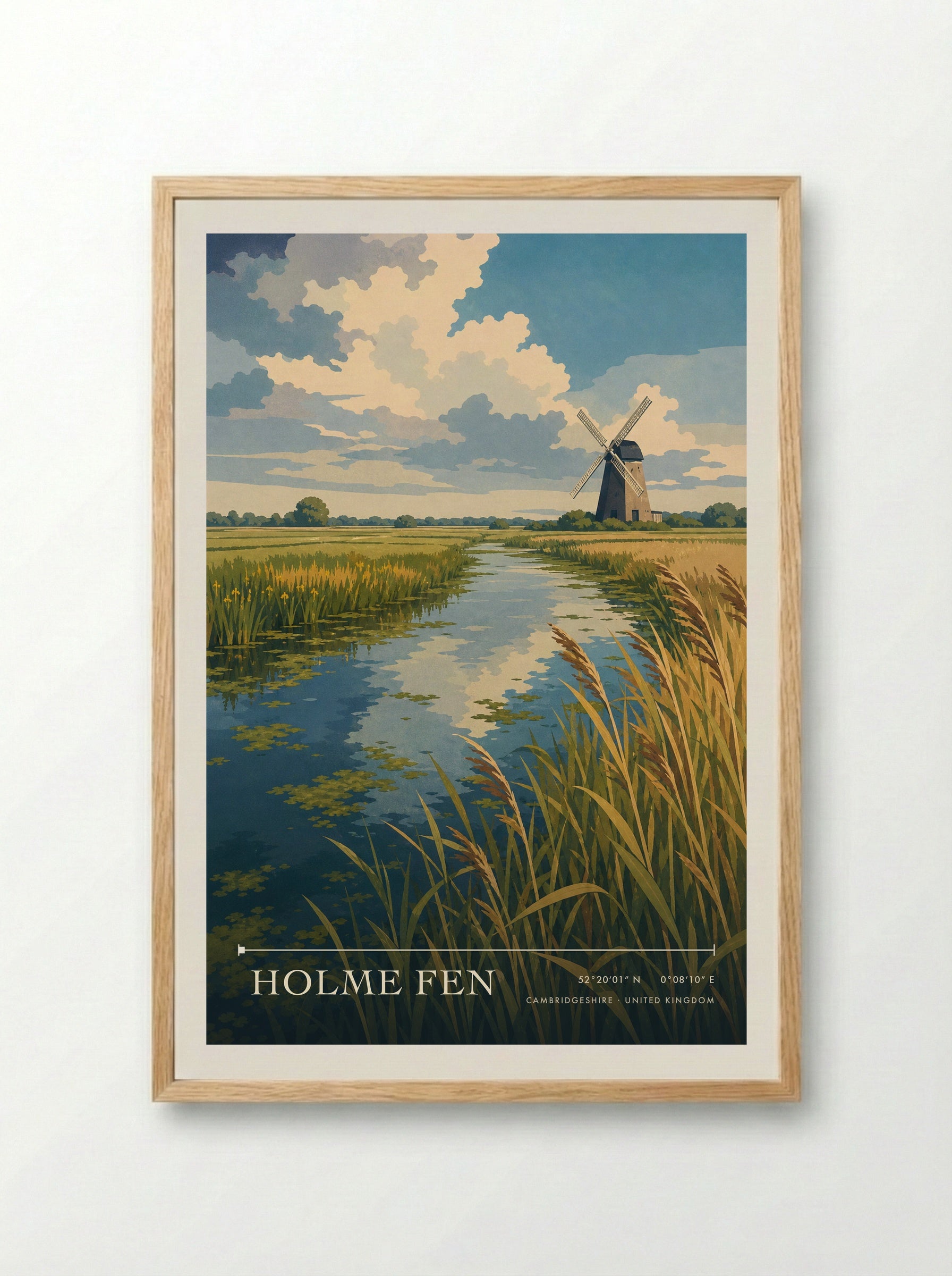 Holme Fen Cambridgeshire United Kingdom Travel Poster - Framed Print Wood