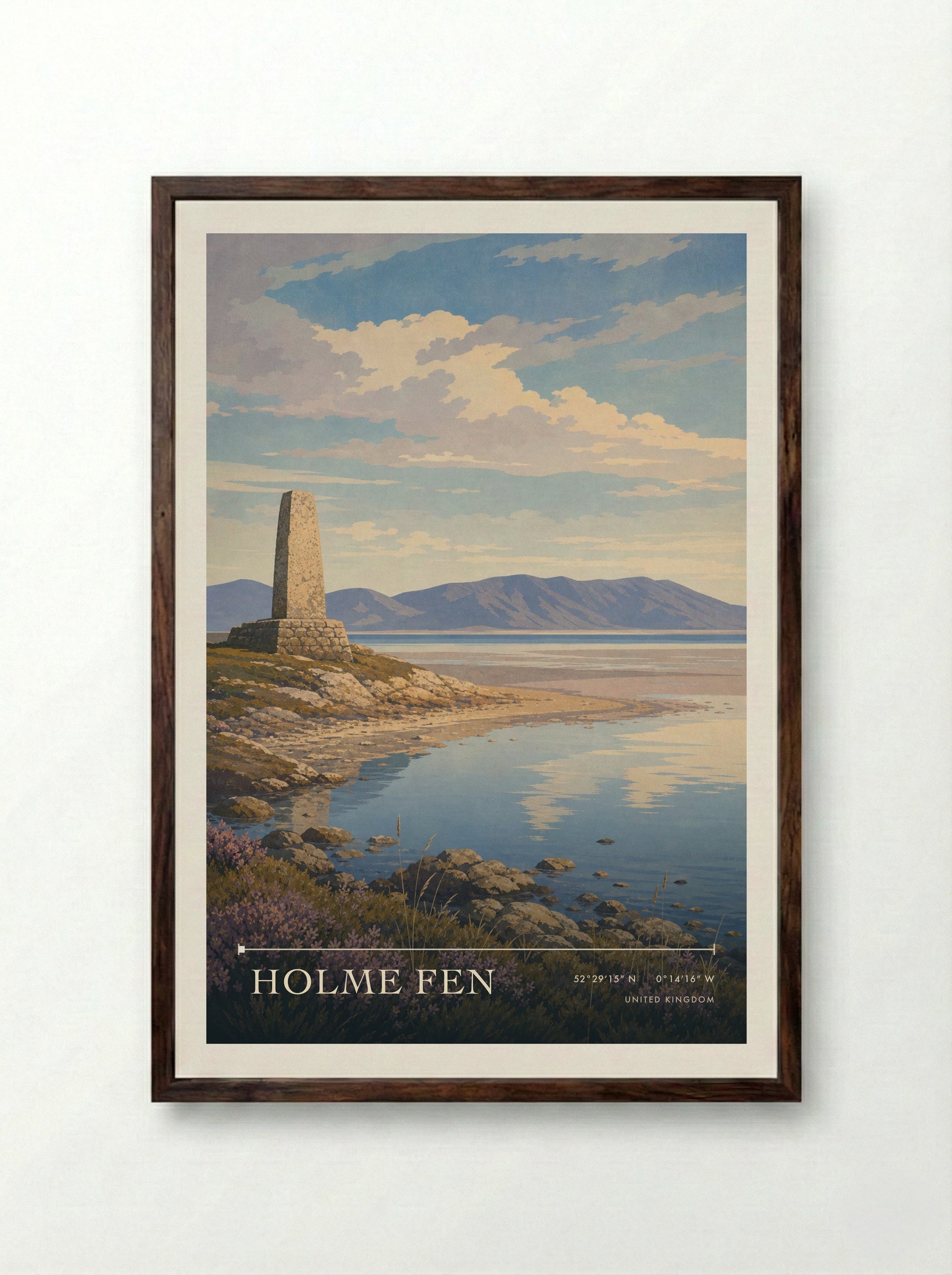Holme Fen United Kingdom Travel Poster - Framed Print Dark Wood