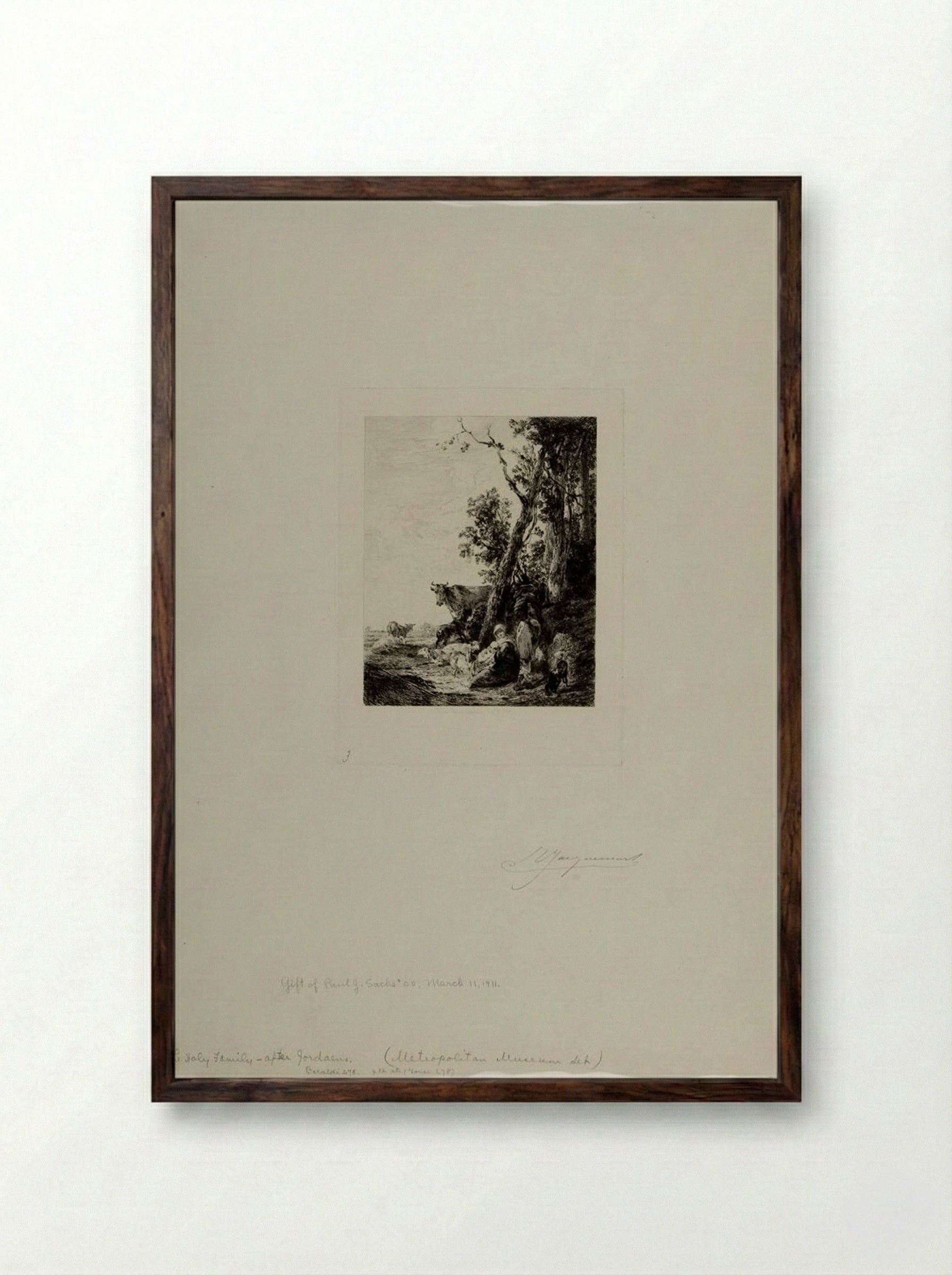 Holy Family (After Jordaens) - Jules Ferdinand Jacquemart - Framed Print Dark Wood