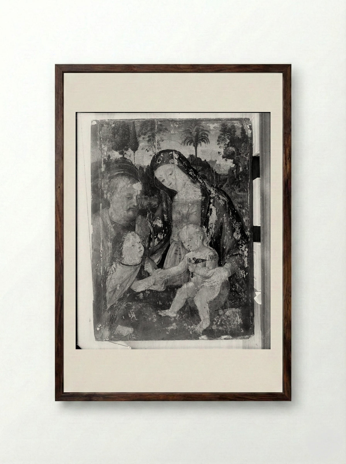 Holy Family and Saint John - Bernardino Pintoricchio - Framed Print Dark Wood