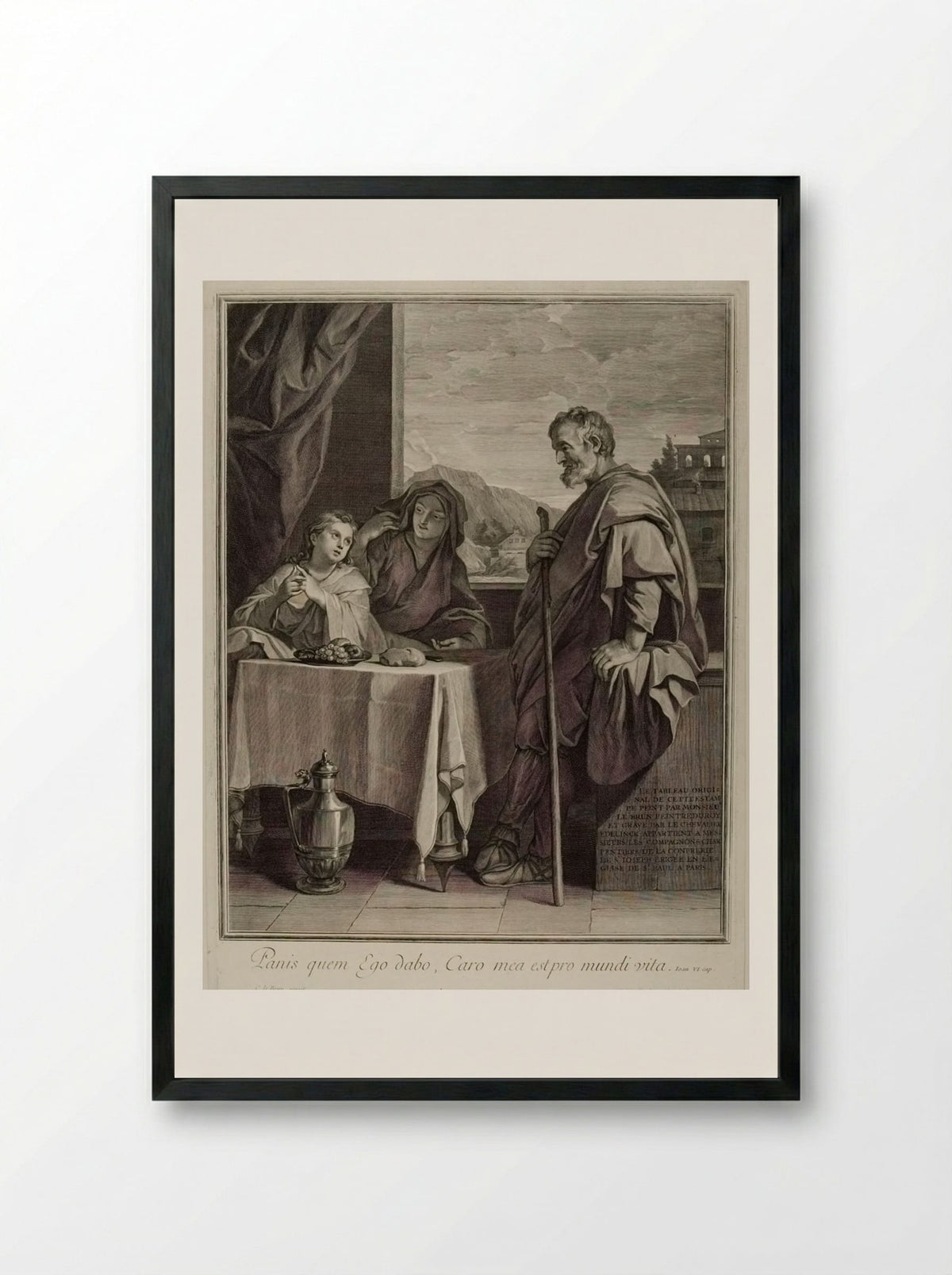 Holy Family at Table - Gérard Edelinck - Framed Print Black