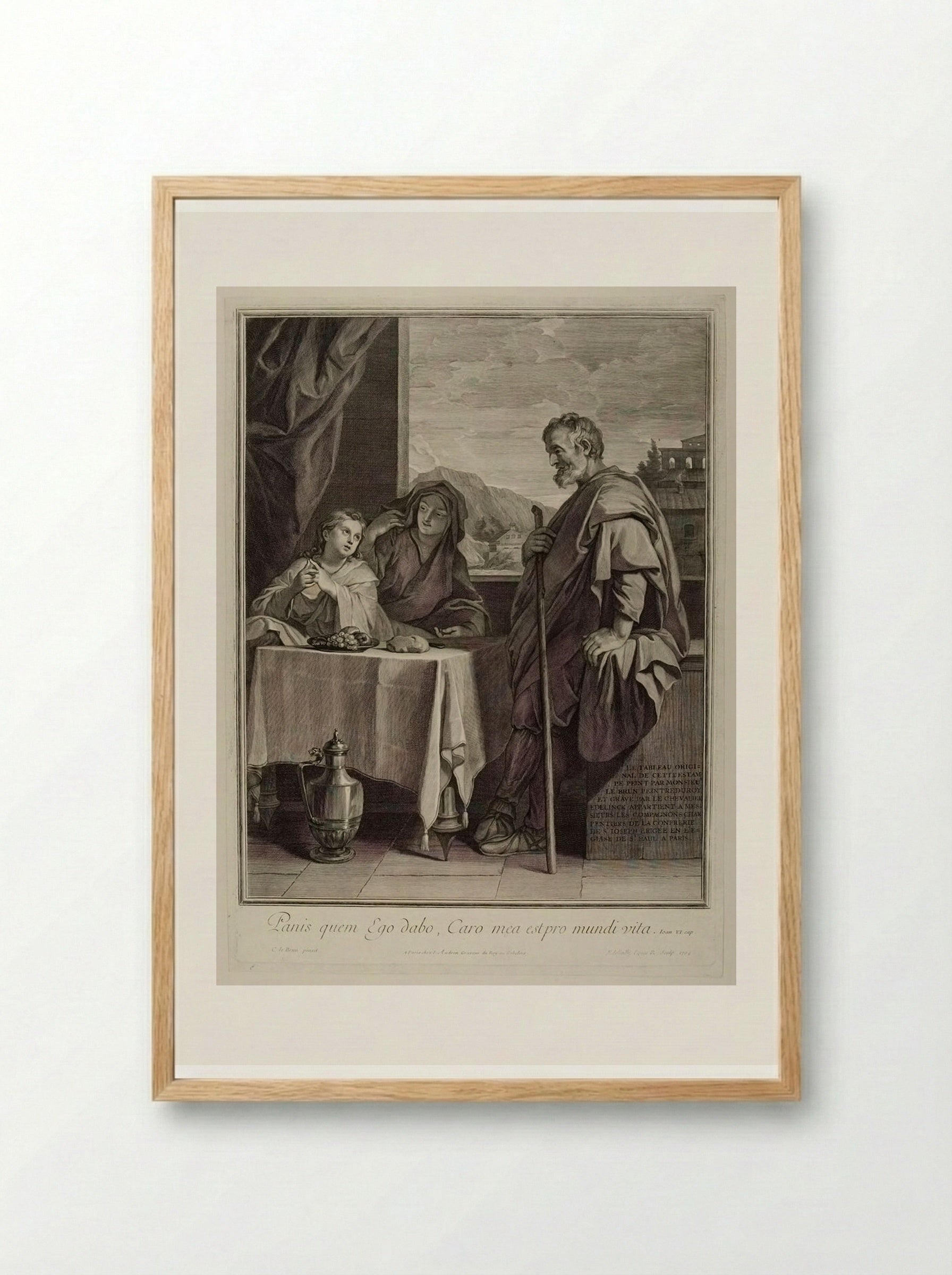 Holy Family at Table - Gérard Edelinck - Framed Print Wood