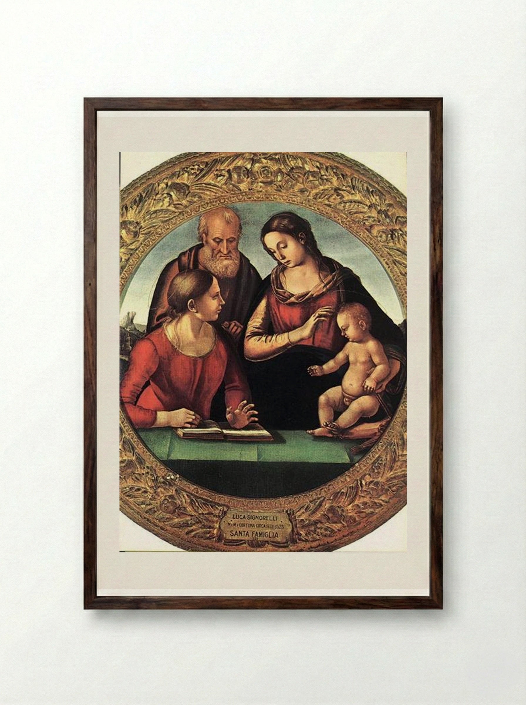 Holy Family with St. Catherine - Luca Signorelli - Framed Print Dark Wood