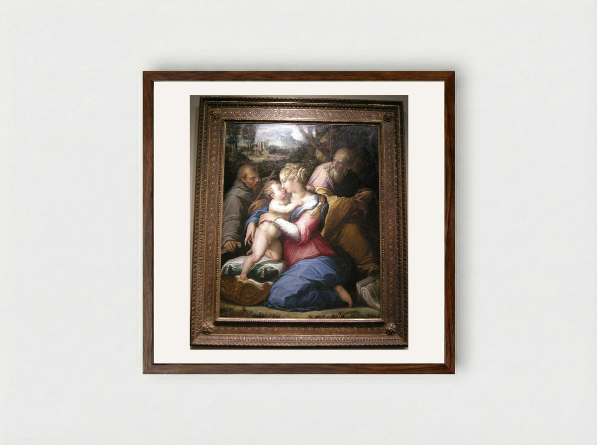 Holy Family with St. Francis - Giorgio Vasari - Framed Print Dark Wood