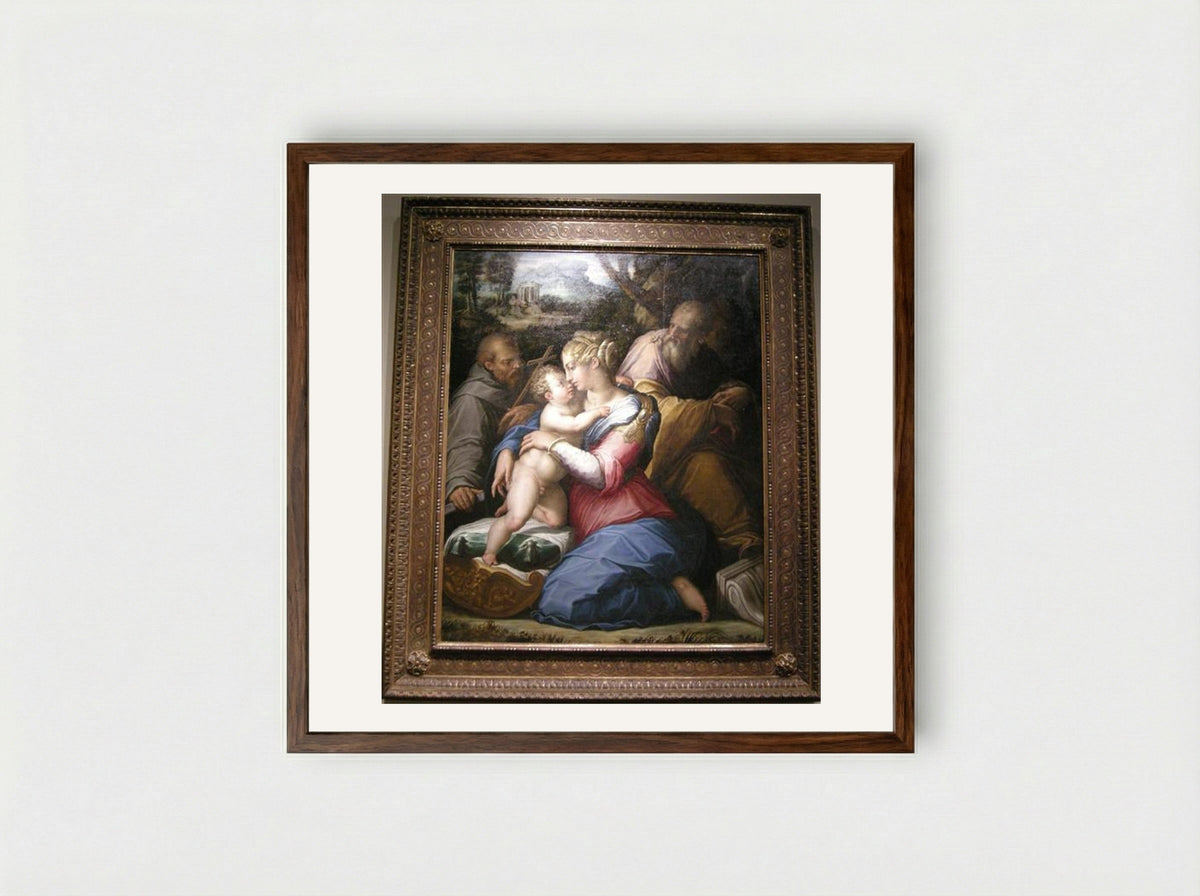 Holy Family with St. Francis - Giorgio Vasari - Framed Print Dark Wood