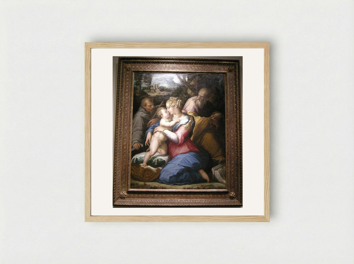 Holy Family with St. Francis - Giorgio Vasari - Framed Print Wood