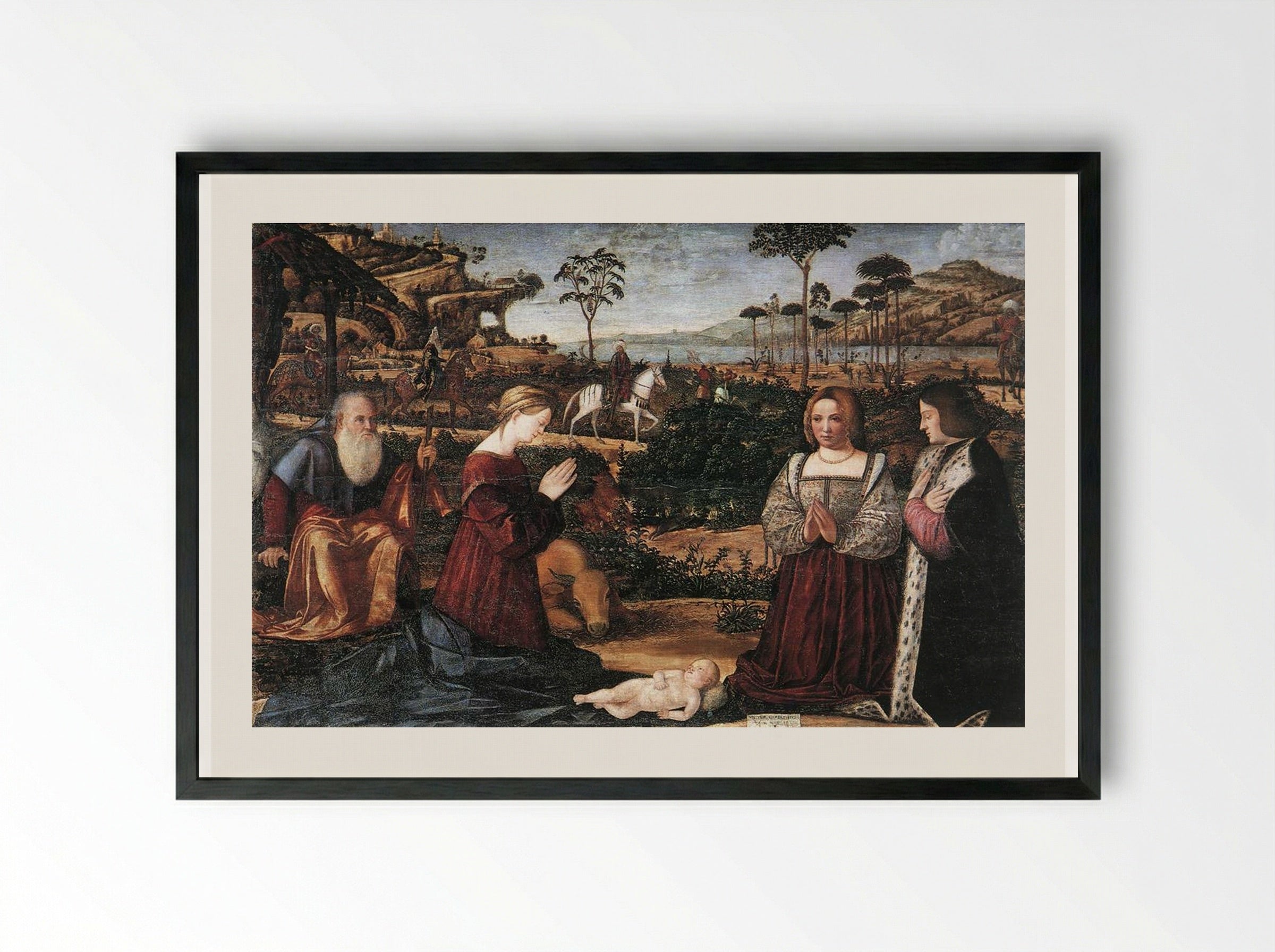 Holy Family with Two Donors - Vittore Carpaccio - Framed Print Black
