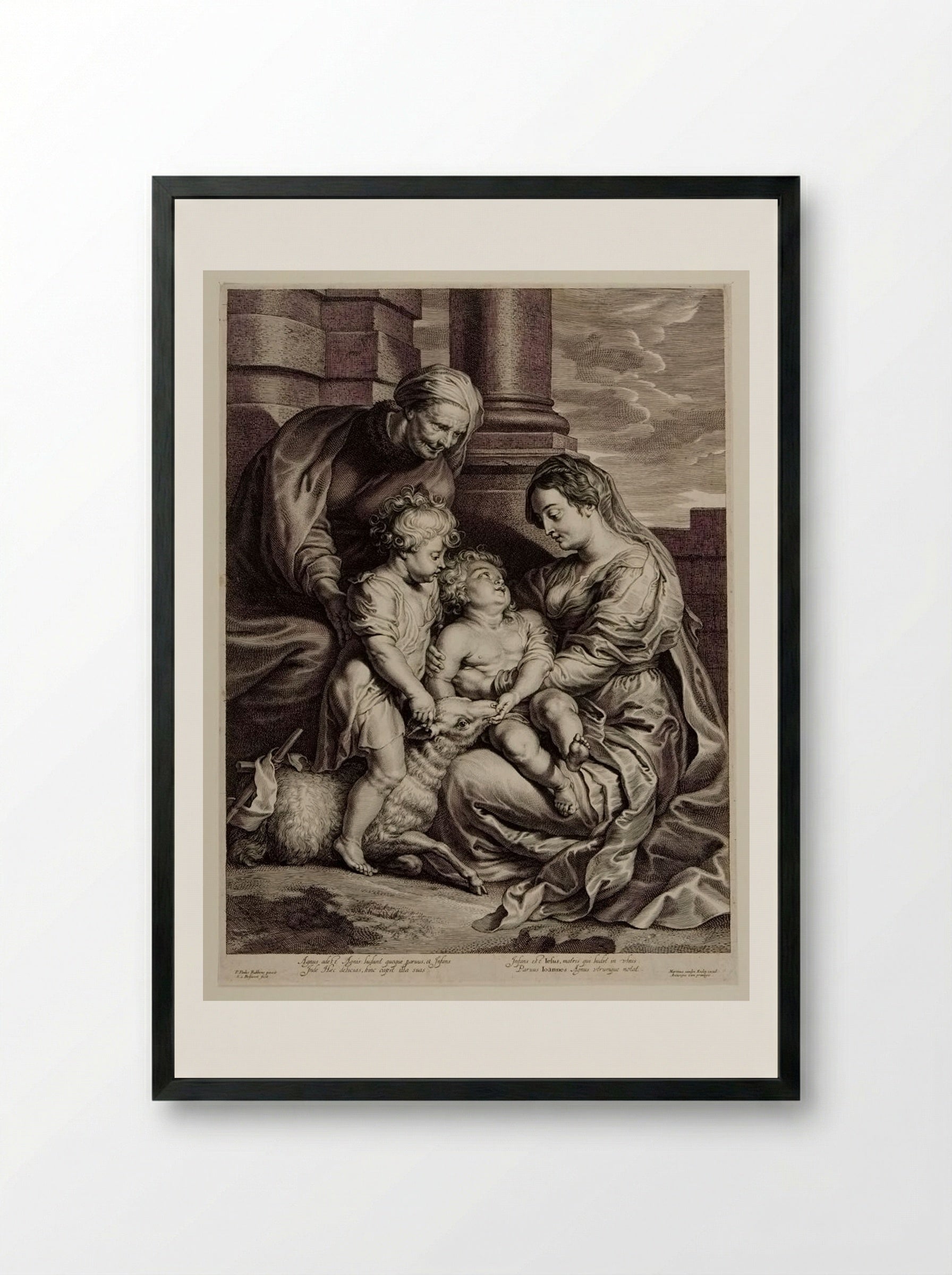 Holy Family with a Lamb - Schelte Adamsz. Bolswert - Framed Print Black