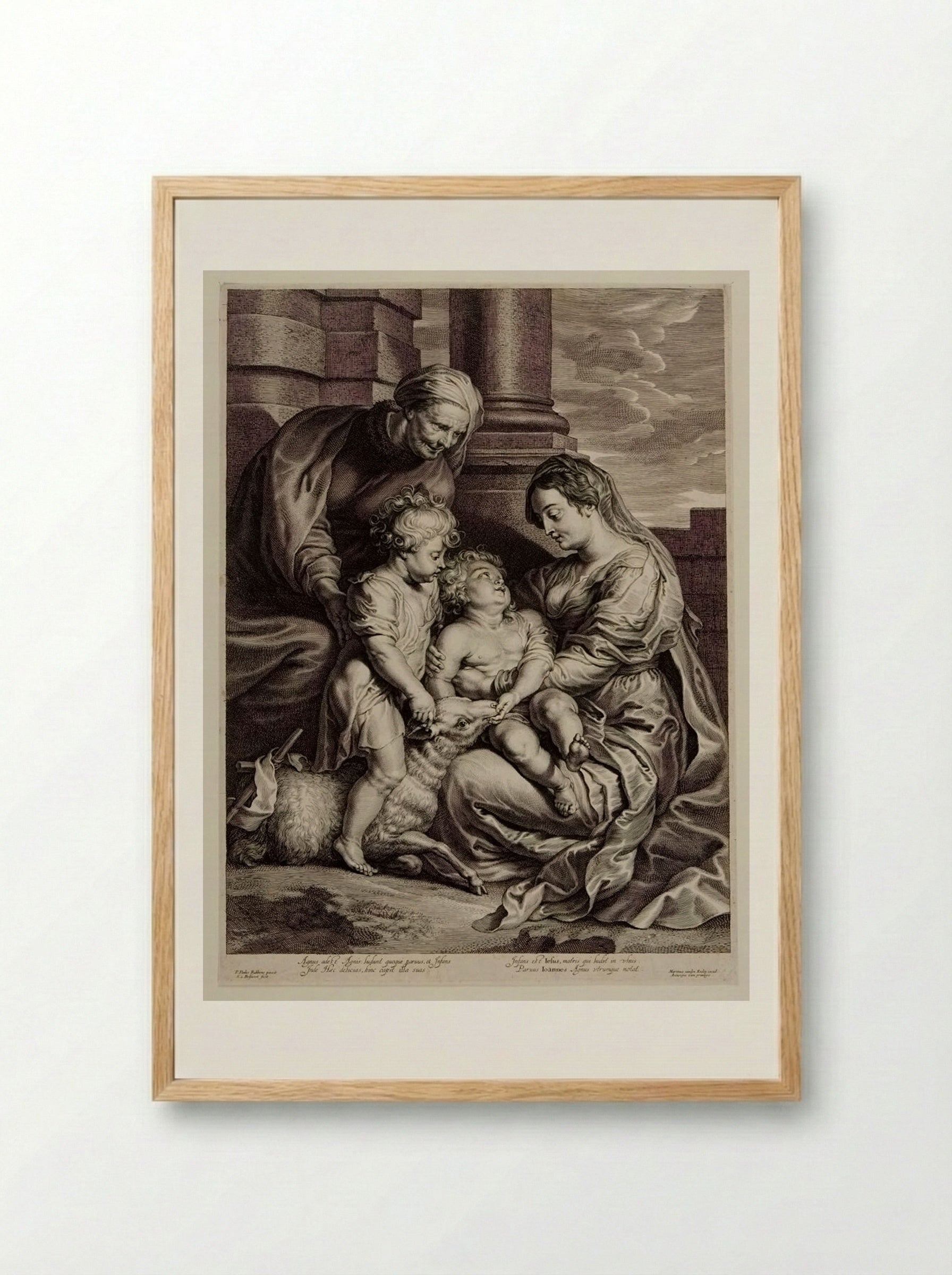 Holy Family with a Lamb - Schelte Adamsz. Bolswert - Framed Print Wood
