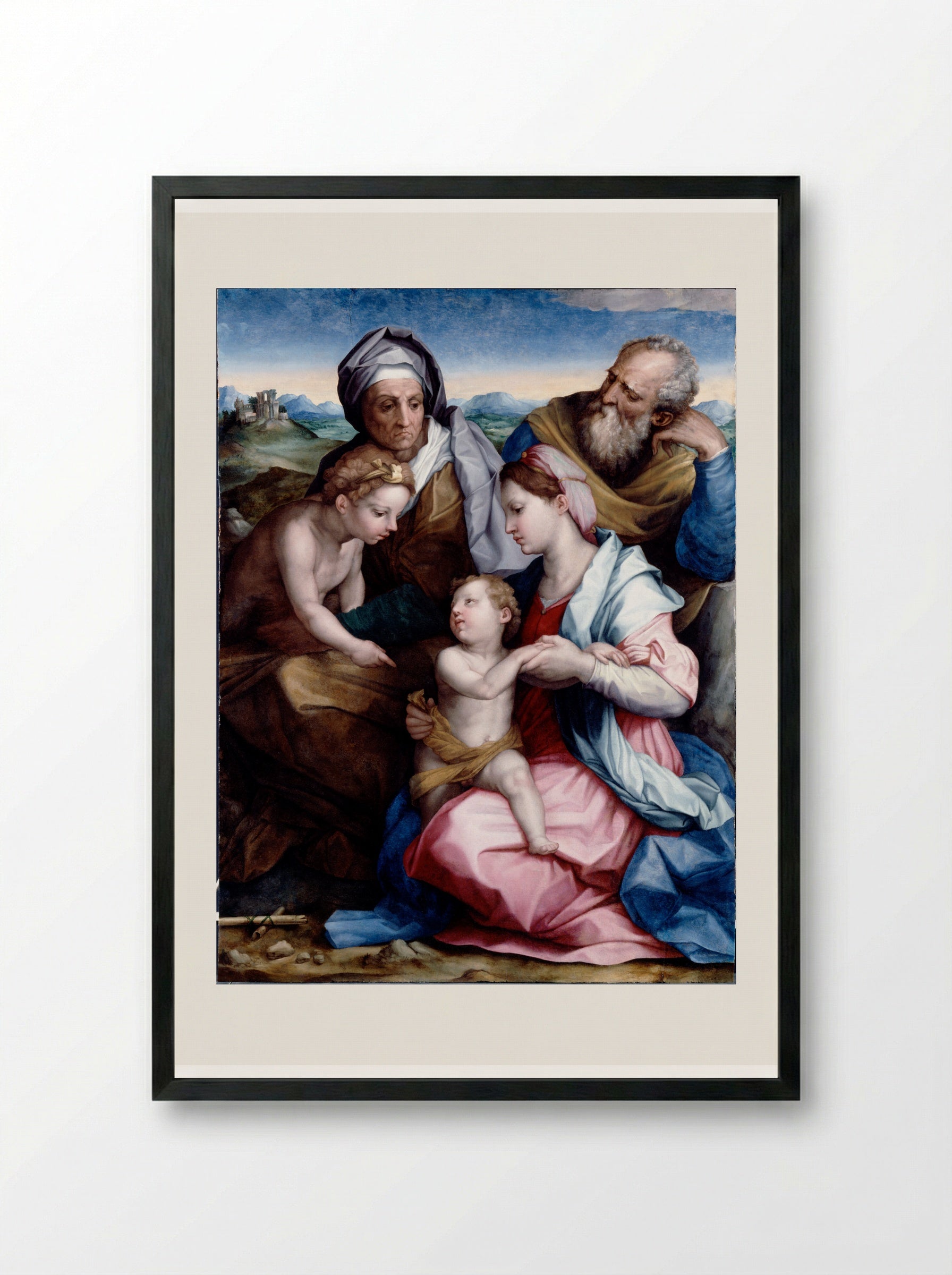 Holy Family with the Infant Saint John the Baptist - Andrea del Sarto - Framed Print Black